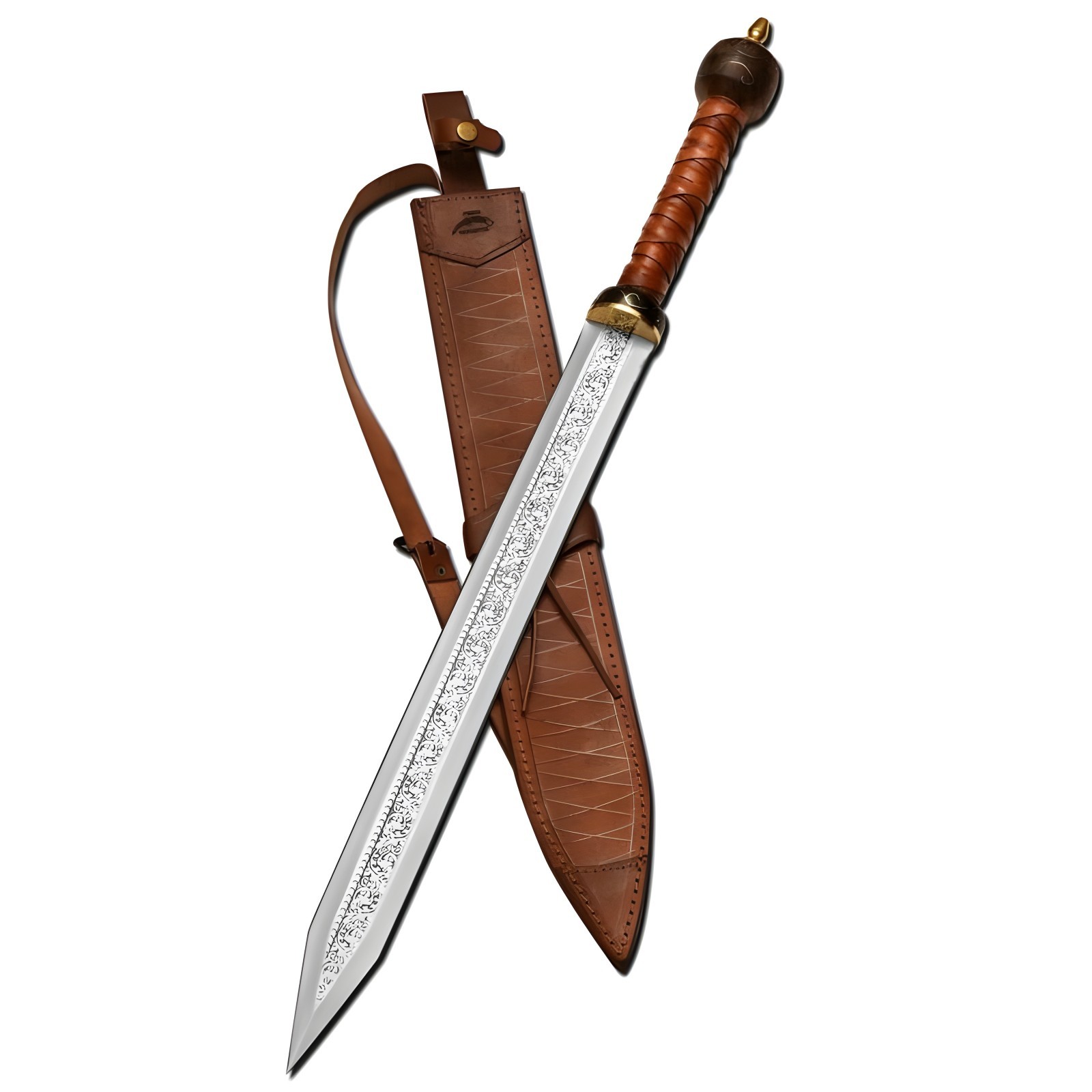 Hand-Forged Carbon Steel Sword | Leather Wrapped Handle & Sheath | Viking Style