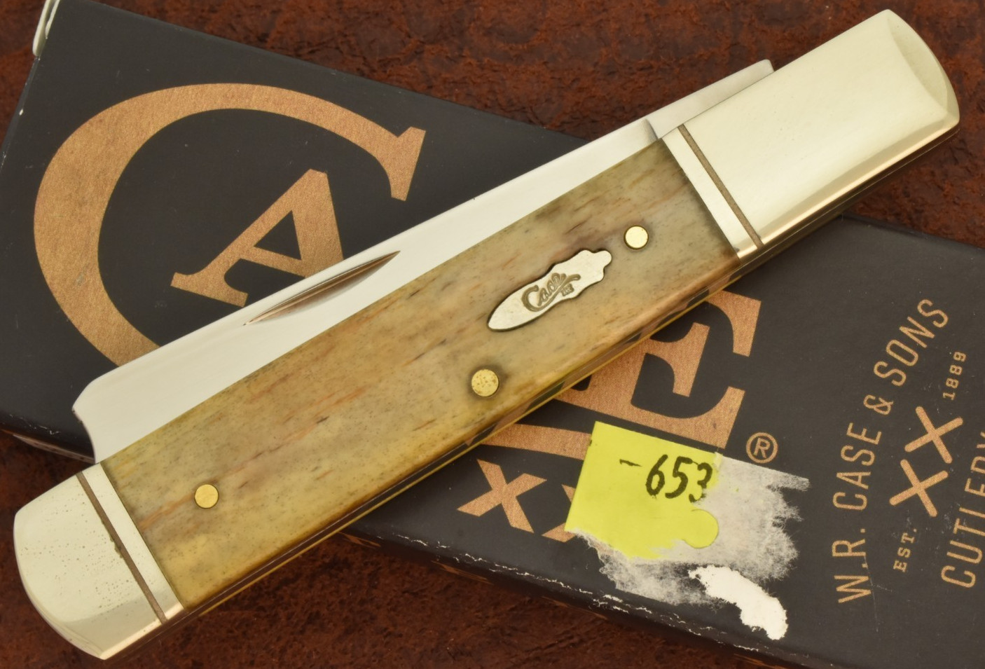 CASE XX USA 2024 SMOOTH ANTIQUE BONE GROOVED BOLSTER RAZOR KNIFE 61005RAZ (35778