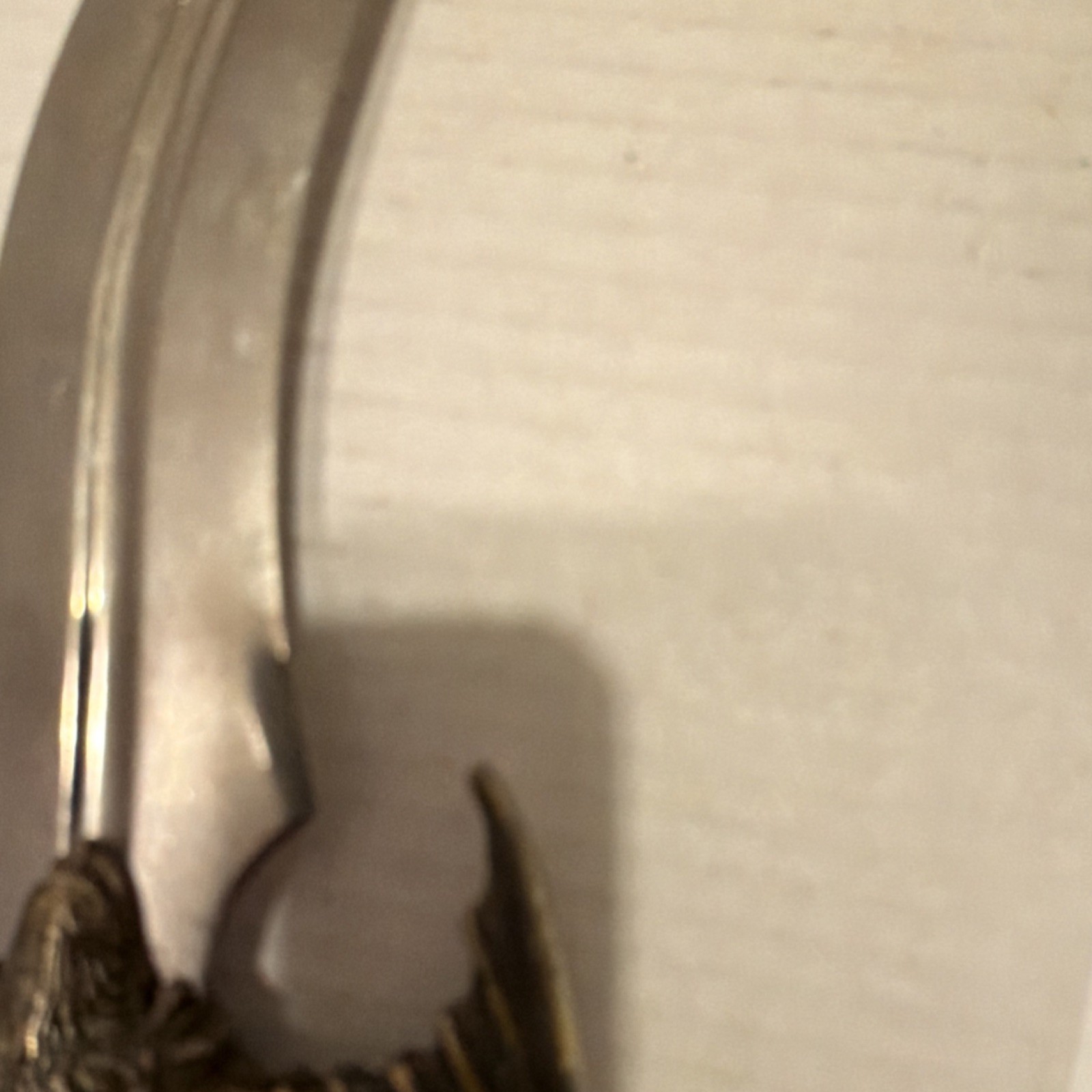 Fantasy Fixed Blade Knife Metal Decorative Handle Curved Silver Blade Over 5in