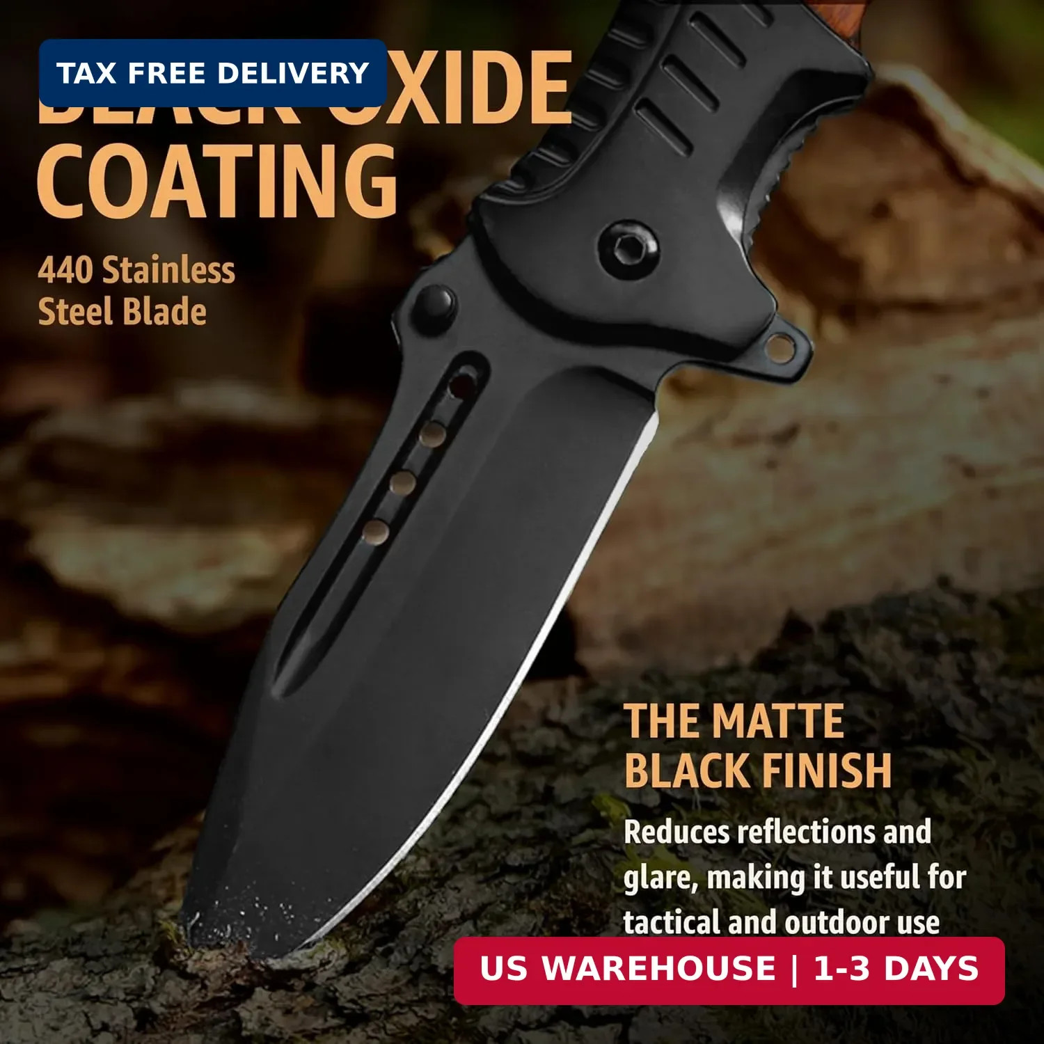 Pocket Knife for Men with Wood Handle & Glass Breaker & Pocket Clip – 3.66″ Shar