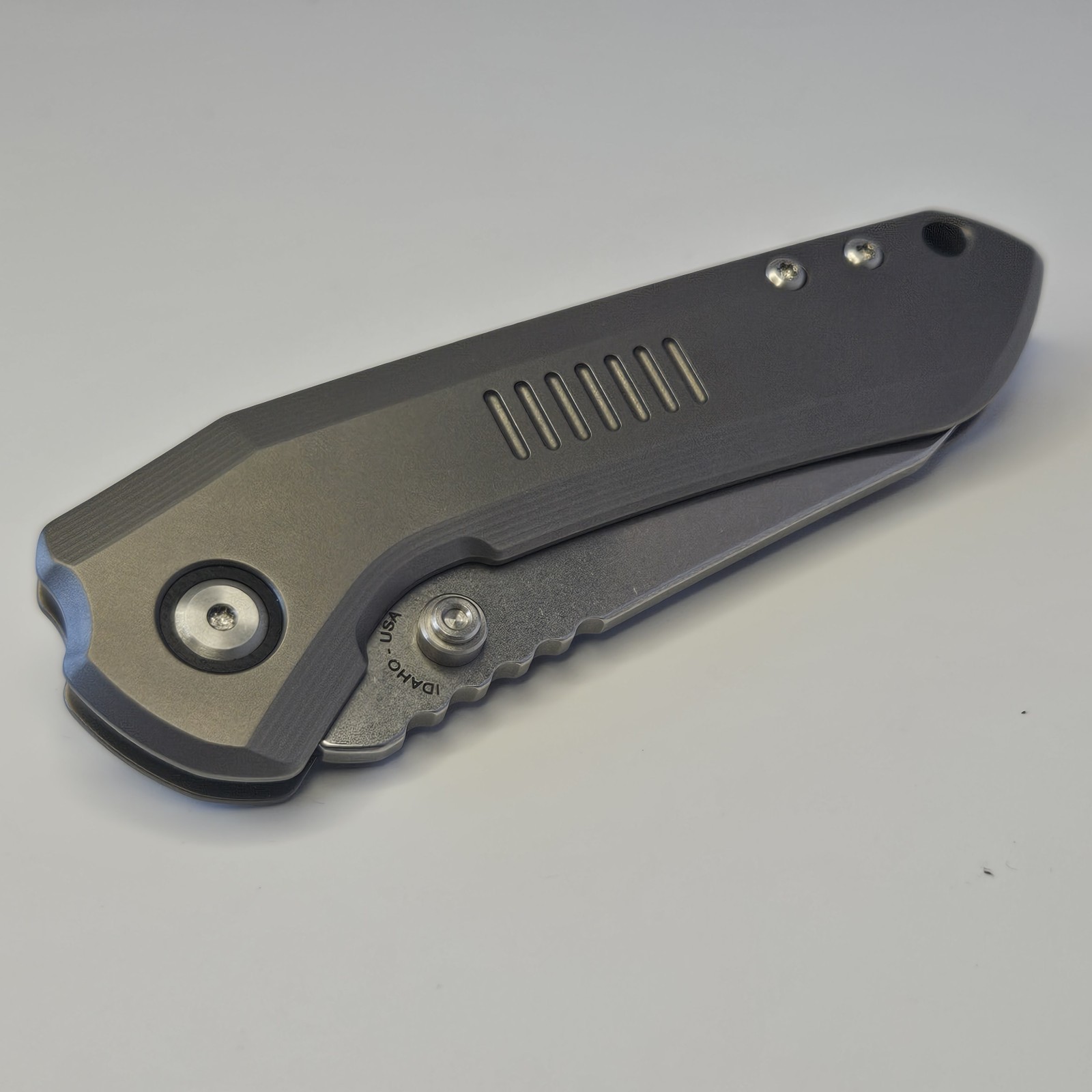 Millit Knives Overland Gray Titanium Frame Lock MagnaCut Drop Point Plain Manual