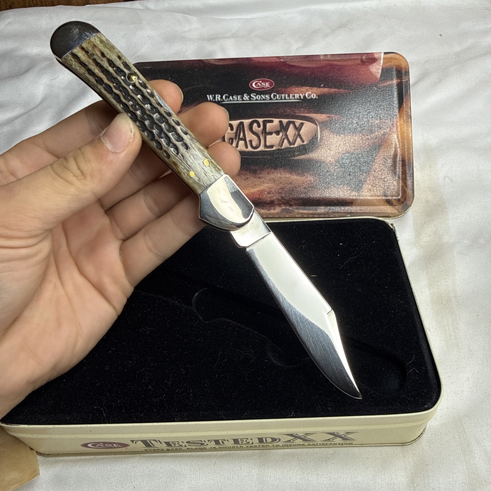 Case-XX 61549l ss United States Army Stag Numbered #75 Copperlock Knife