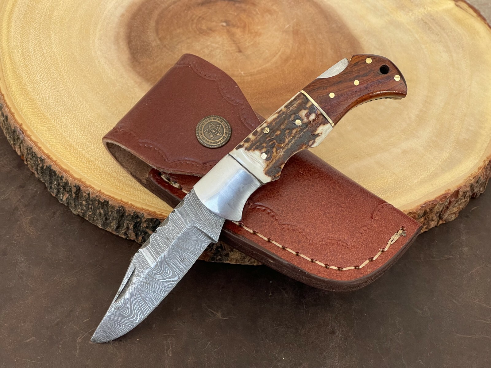 Handmade Damascus Folding Pocket Knife With Small Defects 6.5″ (See Description)