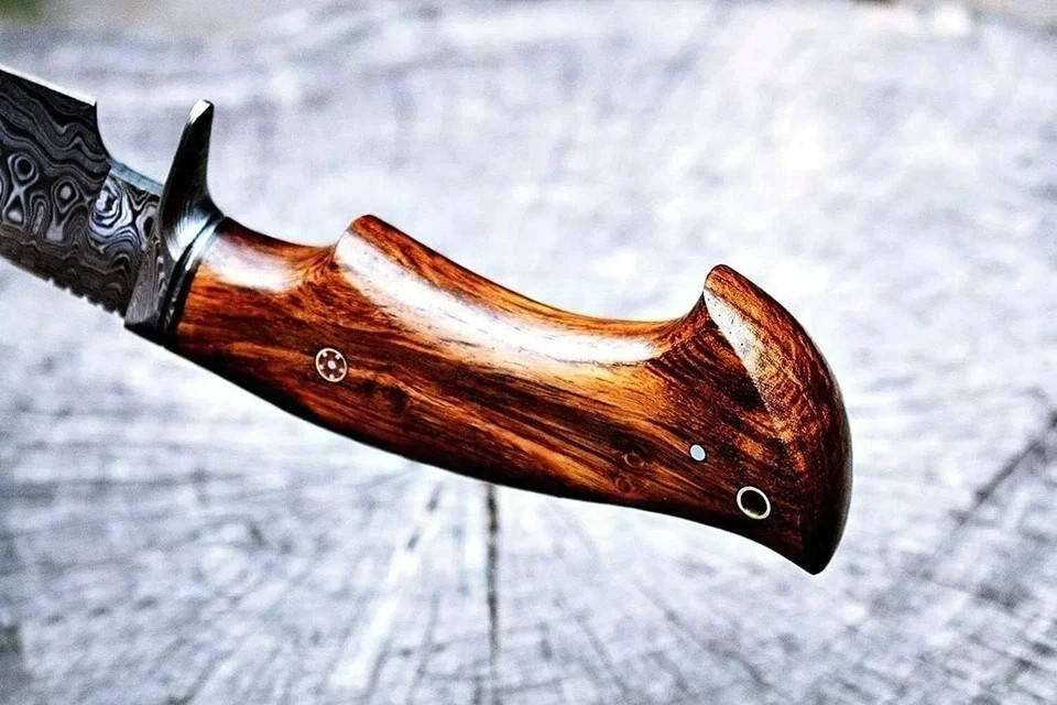 Handmade Bowie Hunting Knife Rosewood Handle – Fixed Blade With Leather Sheath