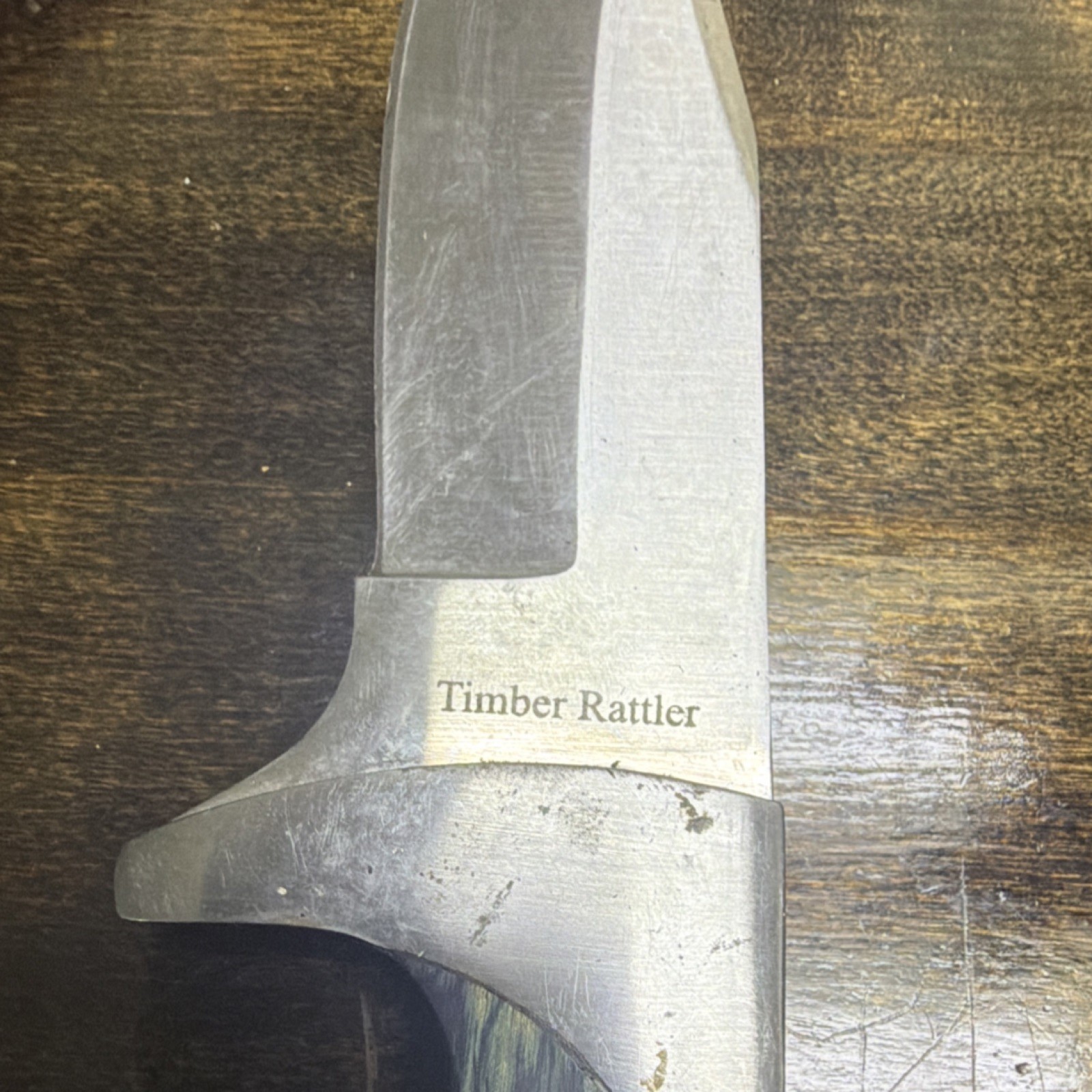 Timber Rattler Hunting Knife Surgical Steel Over 5in Clip Point Wood Sheath