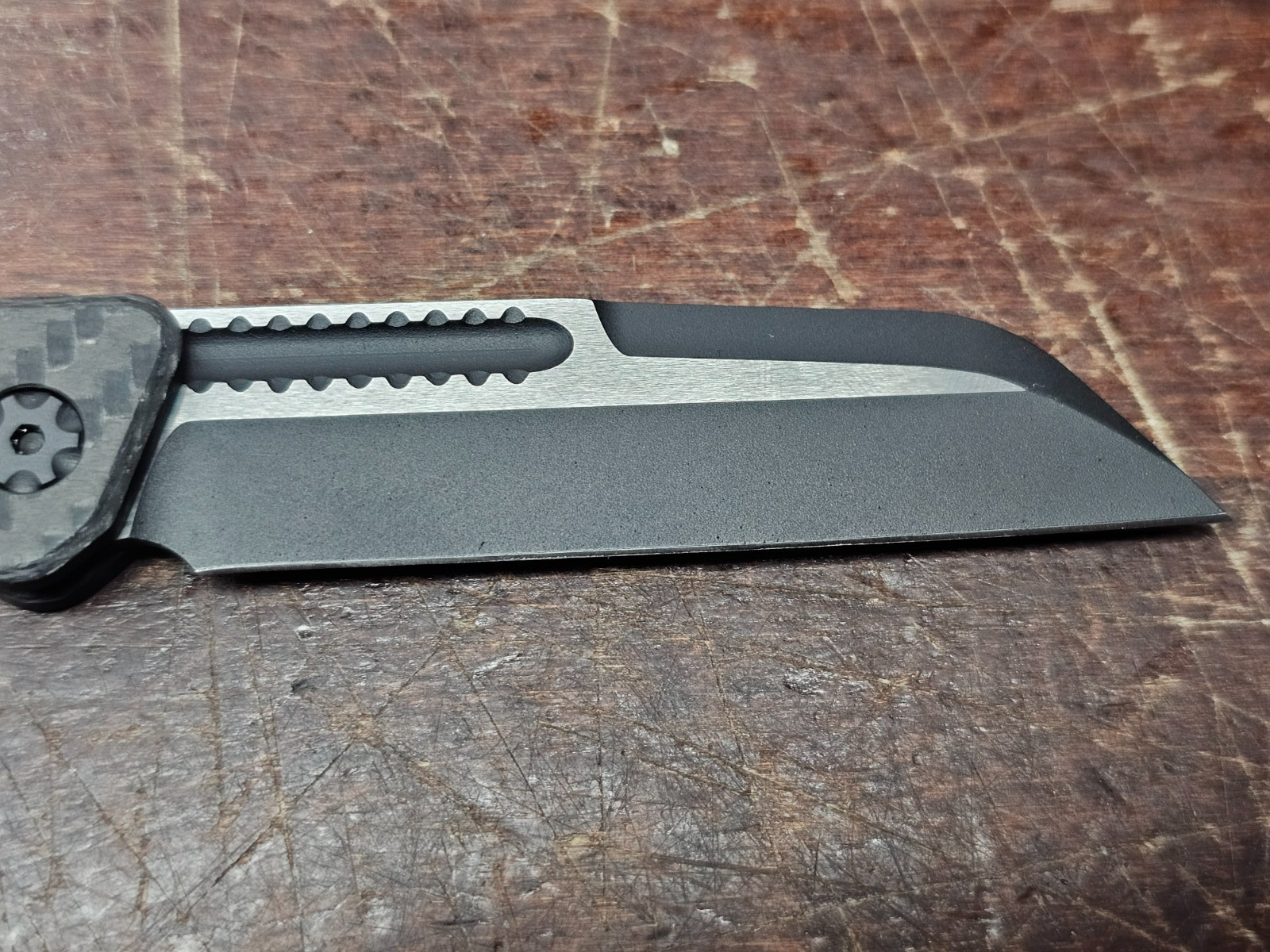 Heretic Jinn 2- Tone Black Carbon Fiber Slipjoint Knife S/N 00347