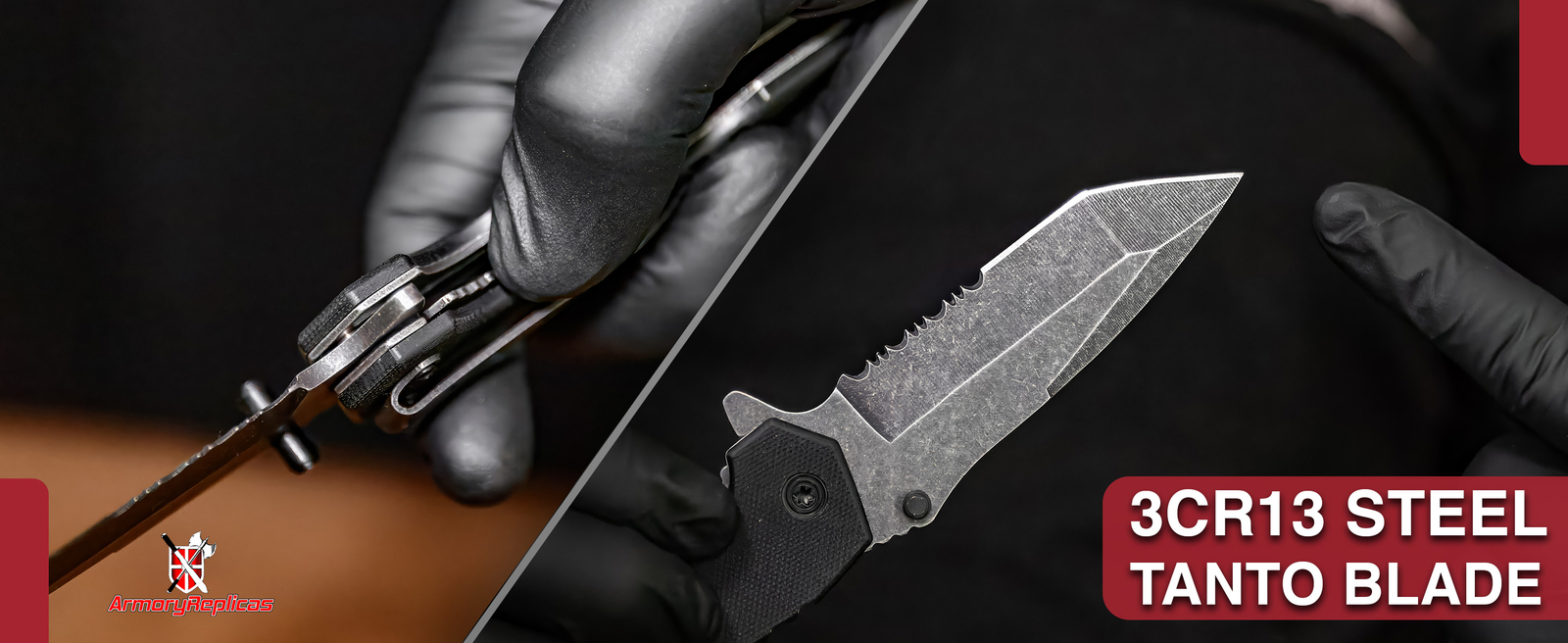 Alpha Force Tanto Assisted Knife for Camping & Hunting Durable 3CR13 Steel Blade