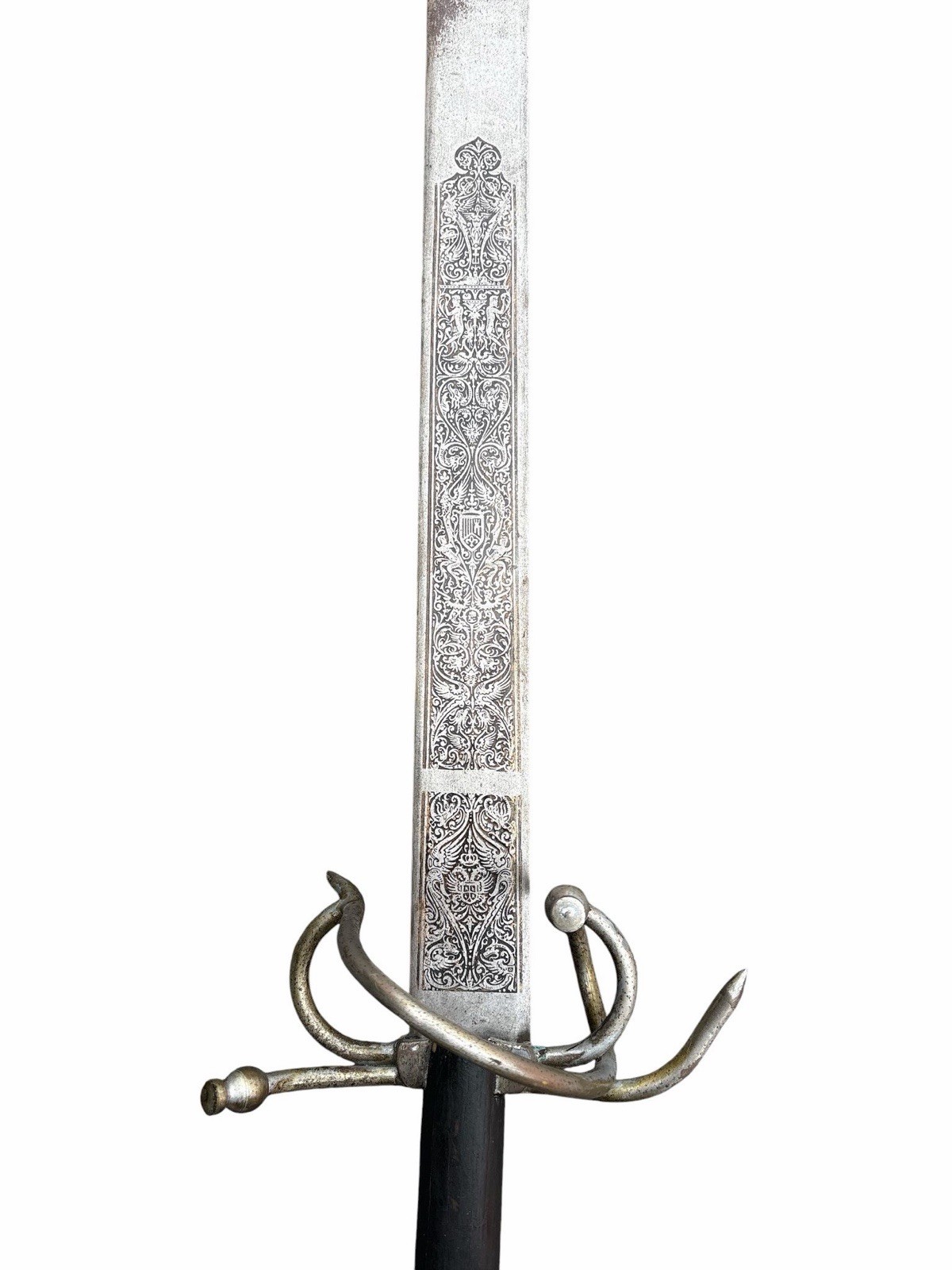 Vintage Toledo Spain Style Sword 44” Engraved Blade Decorative Rapier Medieval