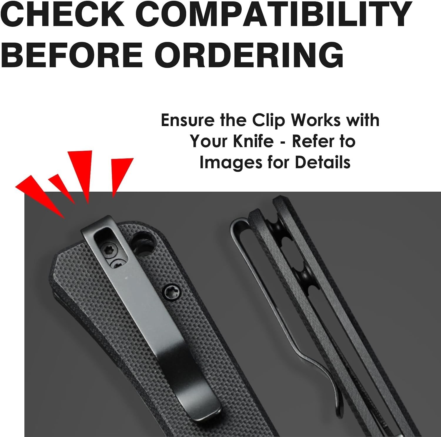 2 Pack Knife Pocket Clip Deep Carry Pocket Clip Replacement for EDC Knife Recess