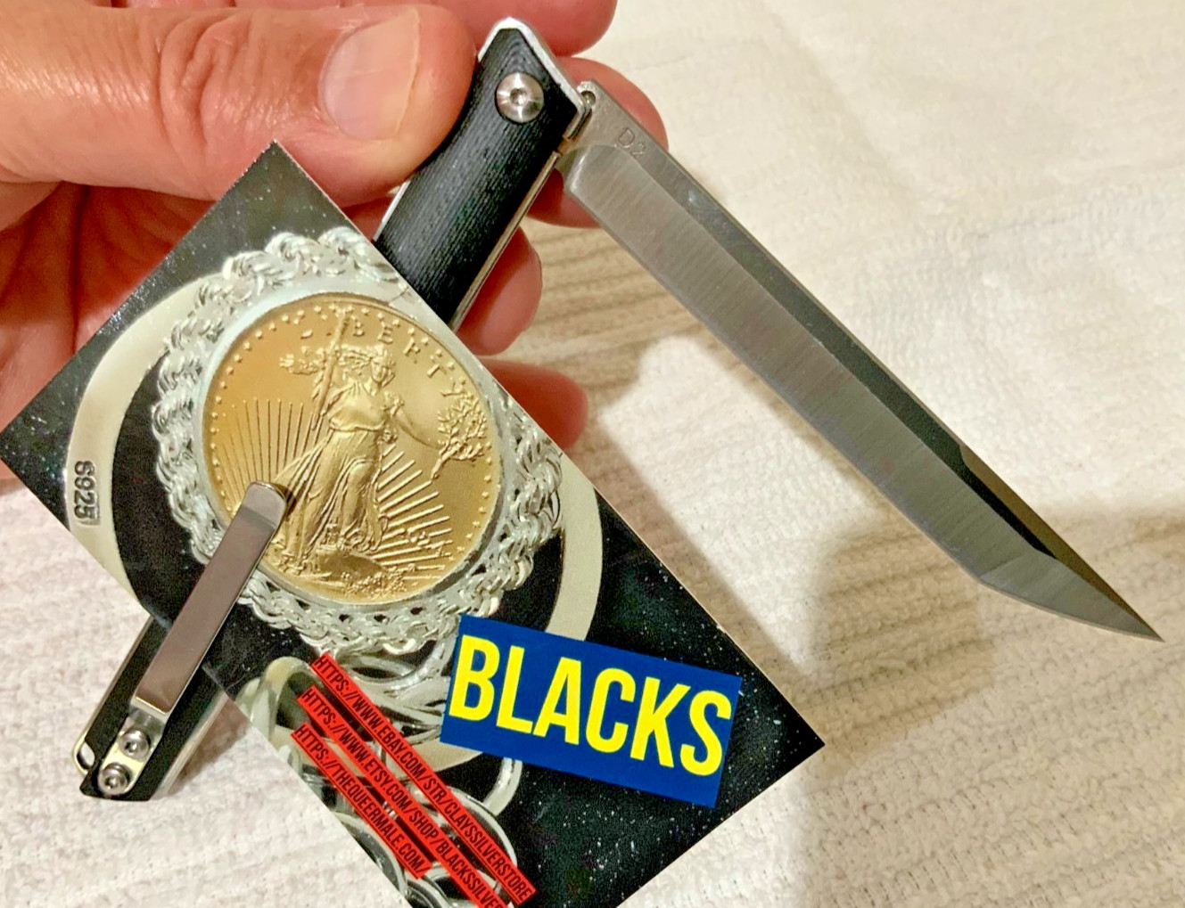 Folding Pocket Knife DC Blade G10 Handle (Clip + Flipper) EDC (Black)