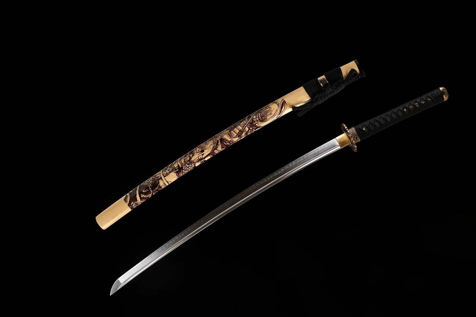 Oni Demon Samurai Katana Sword Clay Tempered T10 Steel Blade Choji Hamon