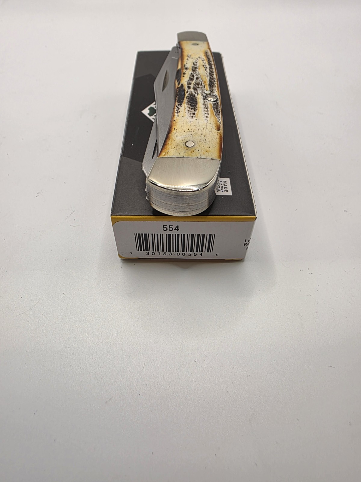 Bear & Son Trapper, India Stag Bone, CS, 4.13 Closed, USA Made