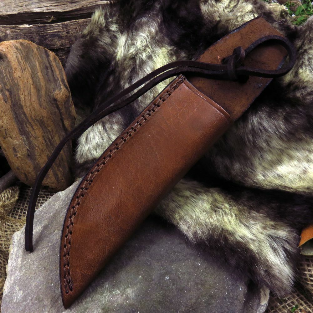 Knife Sheath Leather Belt Fixed-Blade Brown 10″ – Fits Blade up to 5.5″ x 1.25″