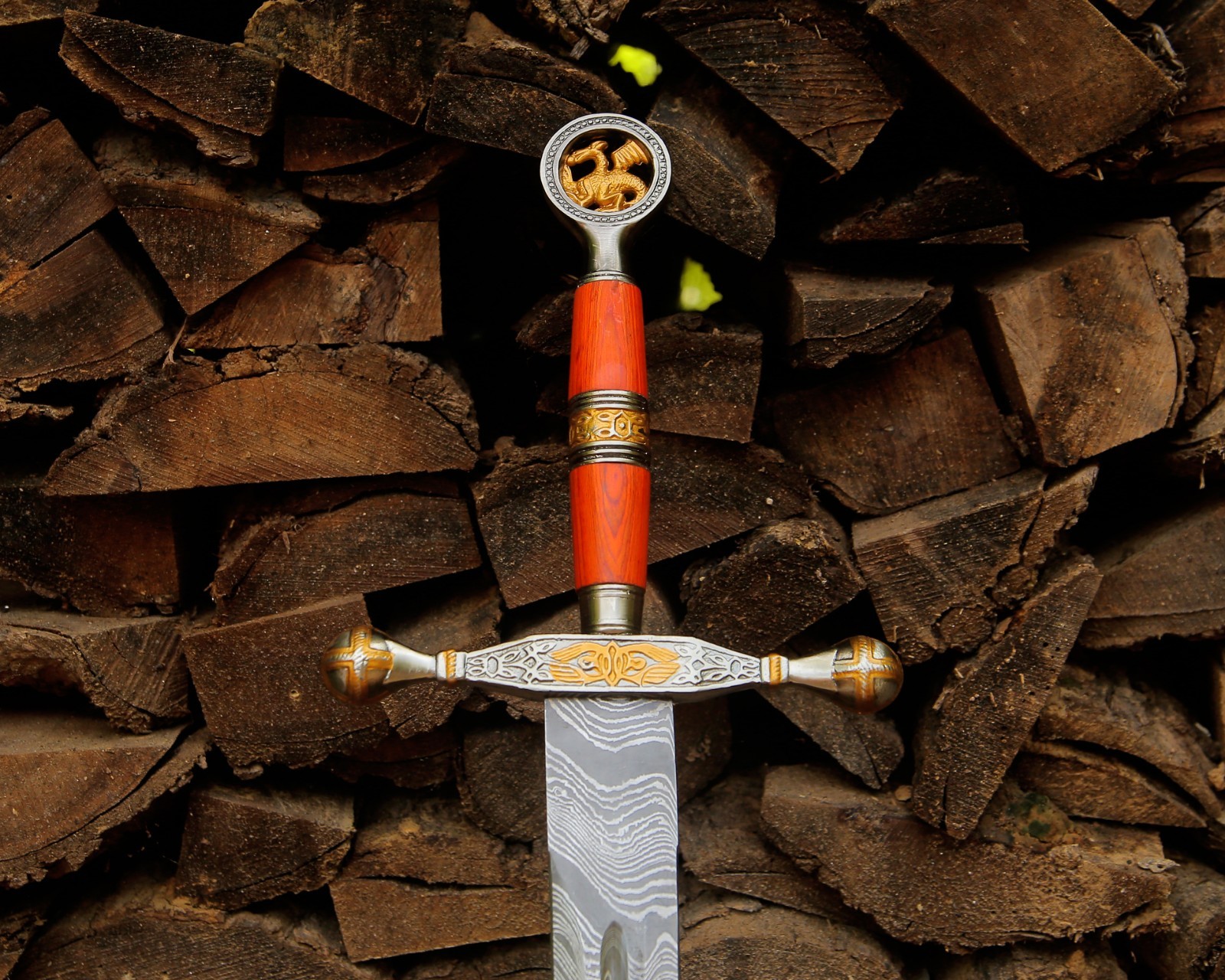 Hand Forged Damascus Templar Sword Medieval Crusader Longsword Collectors Gift