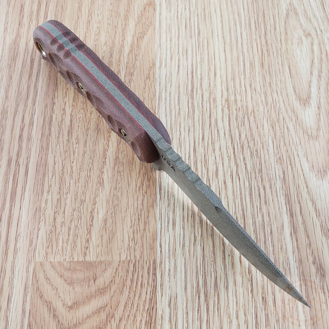TOPS Tex Creek 69 Fixed Knife 4″ 1095 Tool Steel Drop Point Blade Micarta Handle