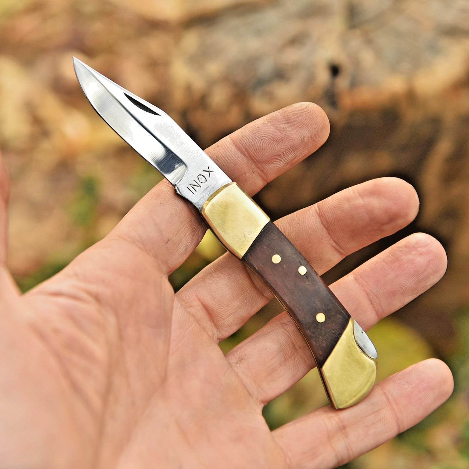 Classic Lockback Hunting Pocket Knife Clip Point Blade Traditional EDC Folding