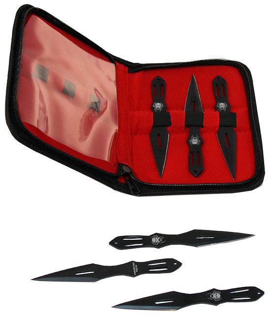 Defender Set Of 6 Black 5.5″» Throwing Knives With Carrying Case