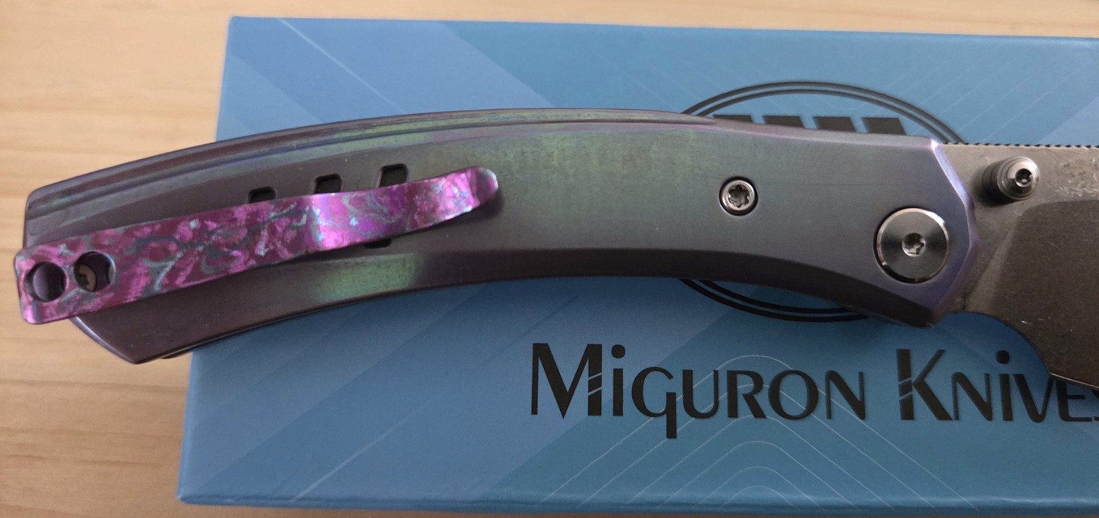 Miguron Knives 4P Design Custom Karok D2 Titanium Handle