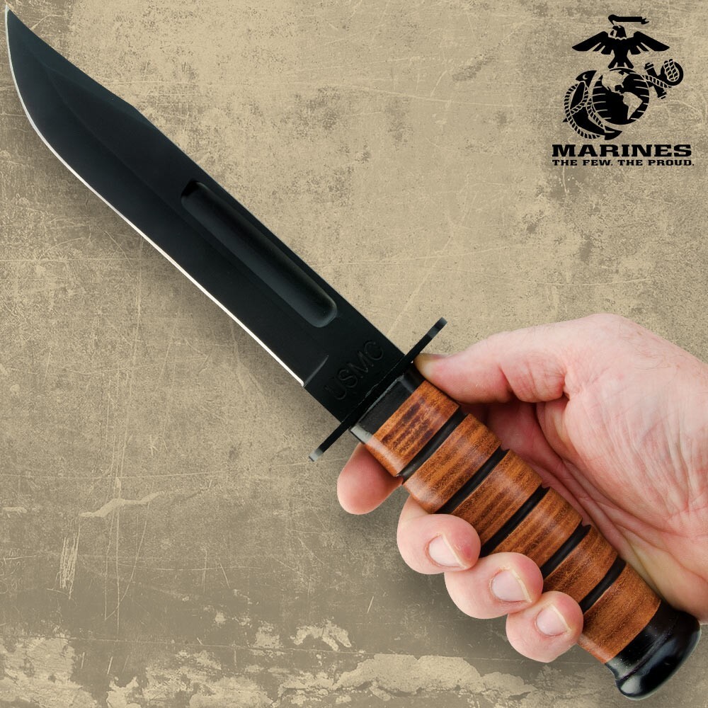 USMC Marines Tactical Bowie Survival Hunting Knife Military Combat Fixed Blade