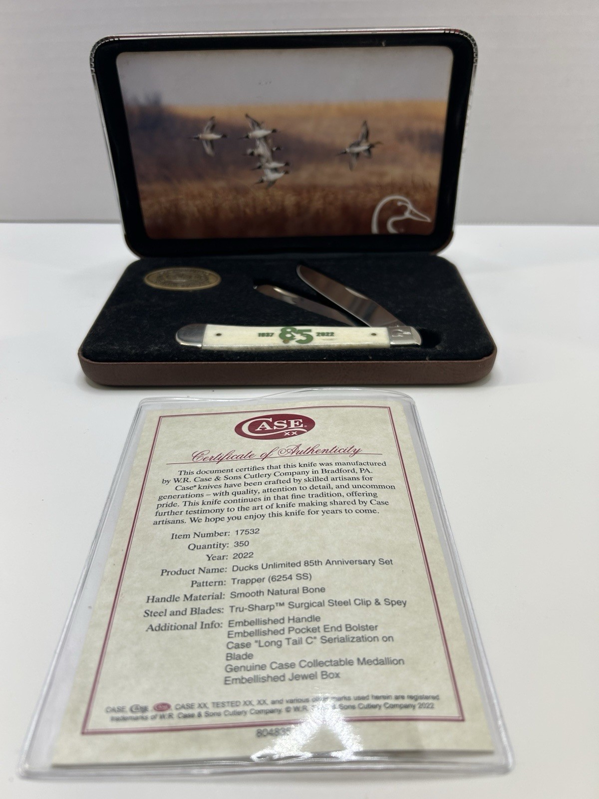 Case Ducks Unlimited 85 Years 2022 2-Blade Carbon Steel Slipjoint White 1 of 250