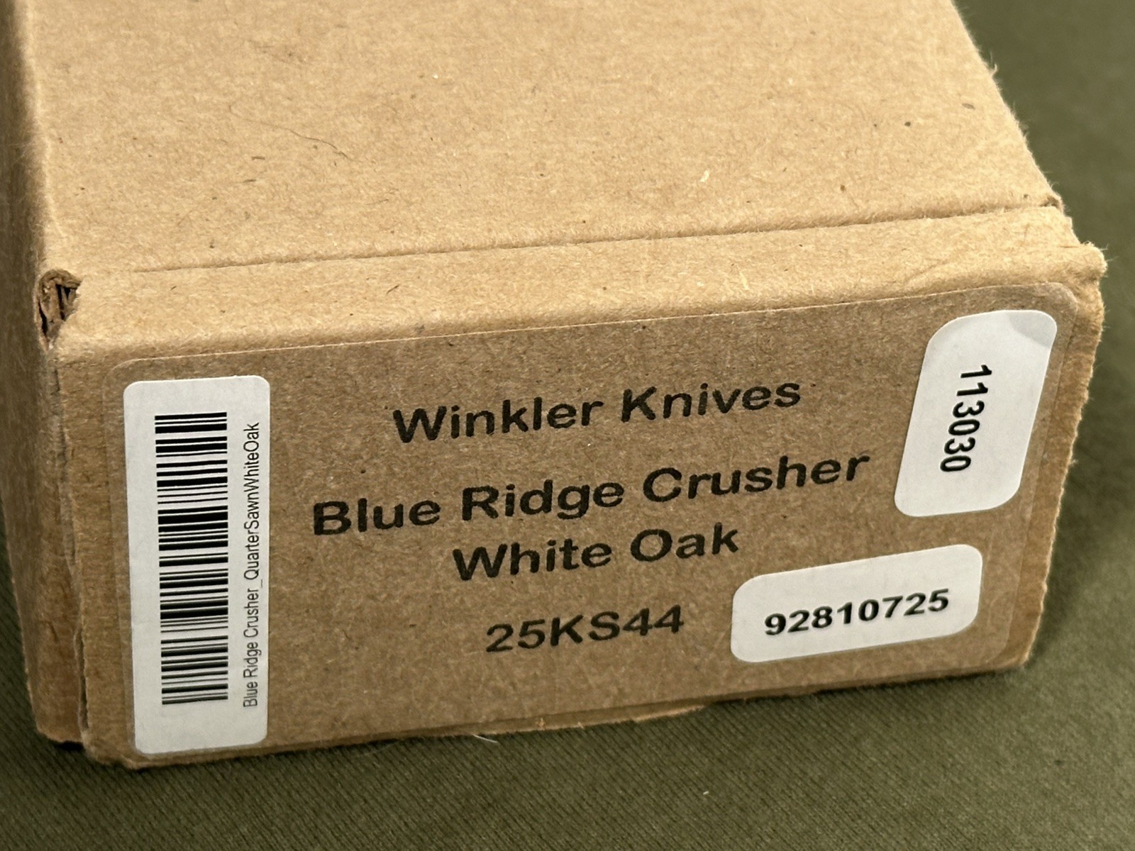 Winkler Knives Limited Edition Blue Ridge Crusher Knife with White Oak Scales