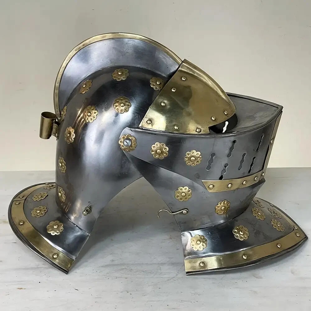 Vintage French Medieval Knight’s Helmet in Brass for Best gift