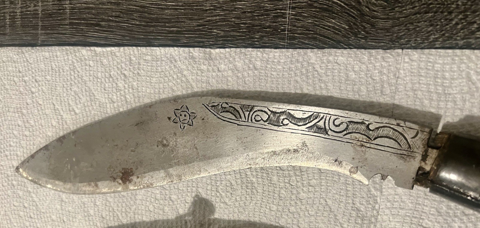 Antique Nepalese India Kukri With Horn Handle Scabbard, Karda, & Chakmak.