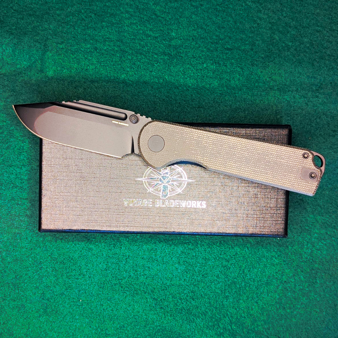 Voyage Bladeworks Avius Drop Point Plain Edge Manual Frame Lock Gray Ti Clip