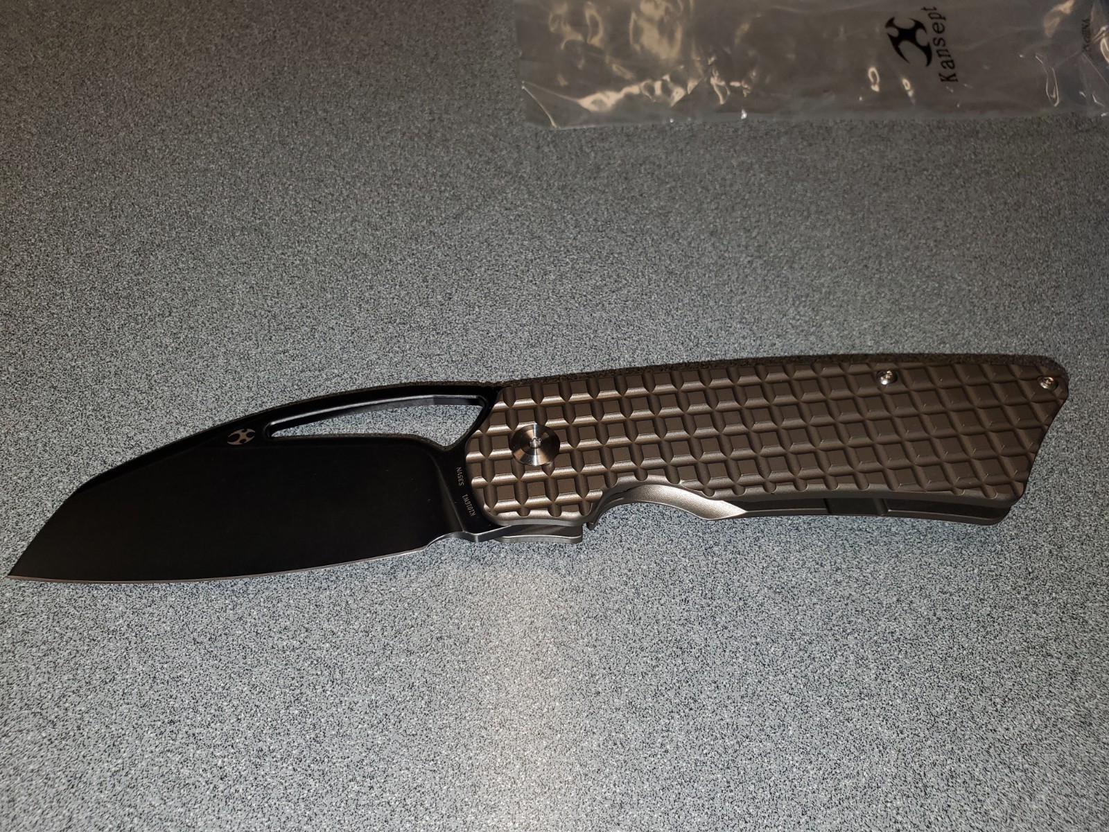 Kansept Goblin XL K1016W1 Pocketknife CPM S35VN Wharncliffe Bronze Titanium