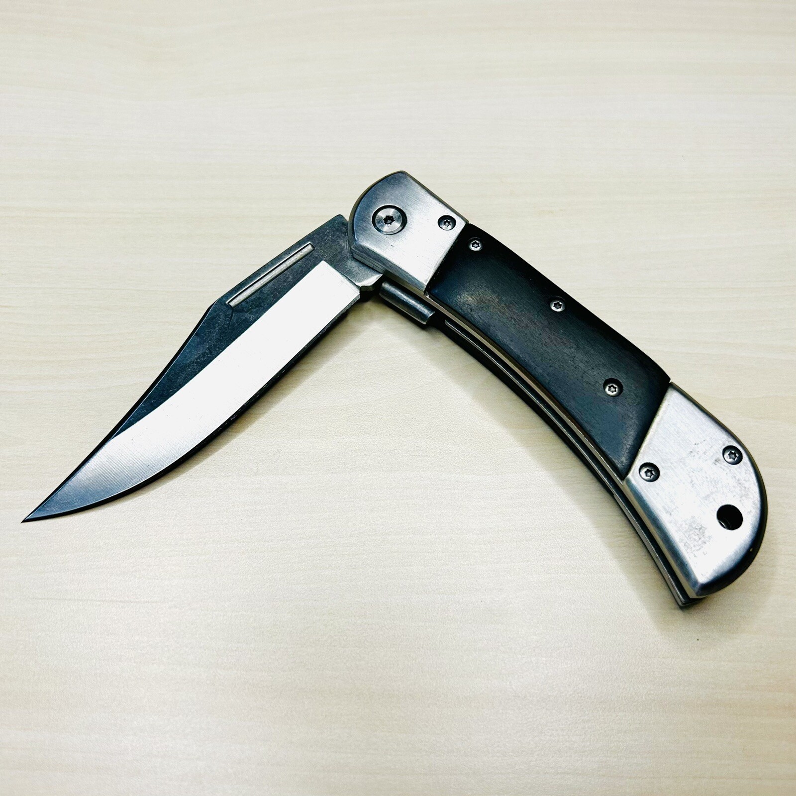 8.75”Black Wood Tactical Spring Assisted Open Blade Folding Pocket Knife Hunting