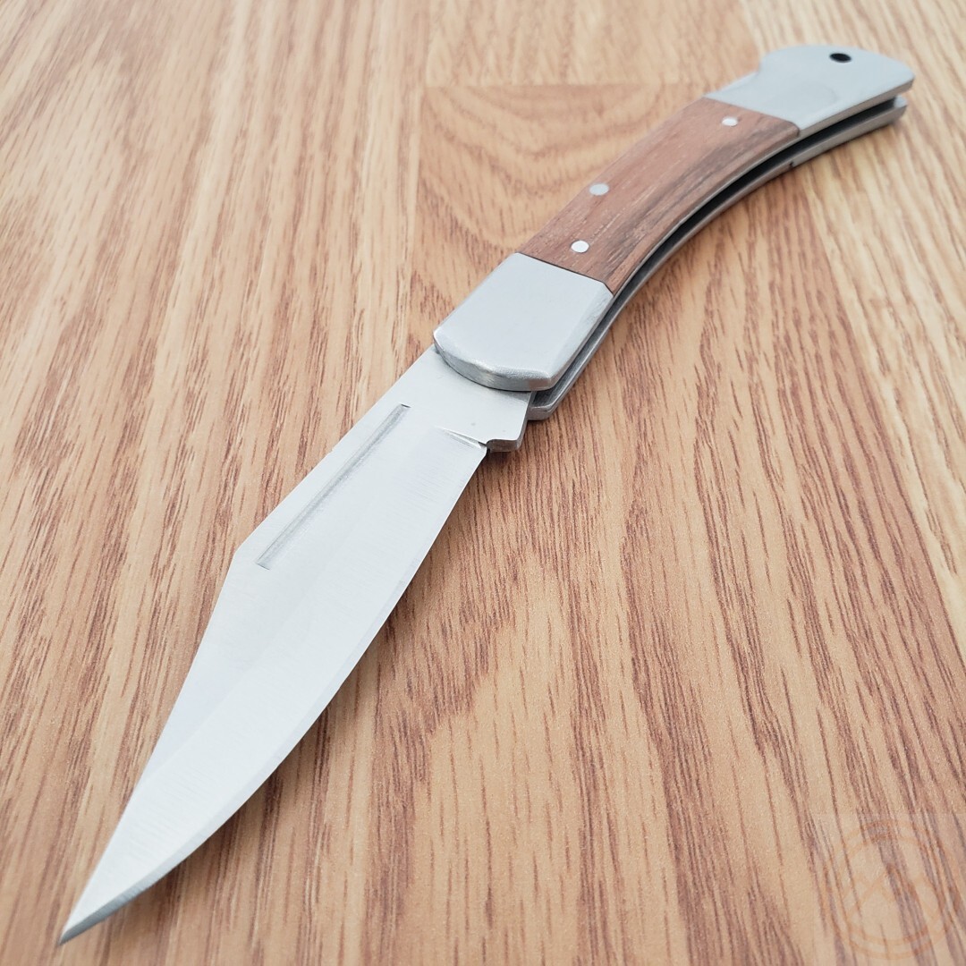 Rite Edge Lockback Folding Knife 3.25″ Stainless Steel Clip Blade Wood Handle