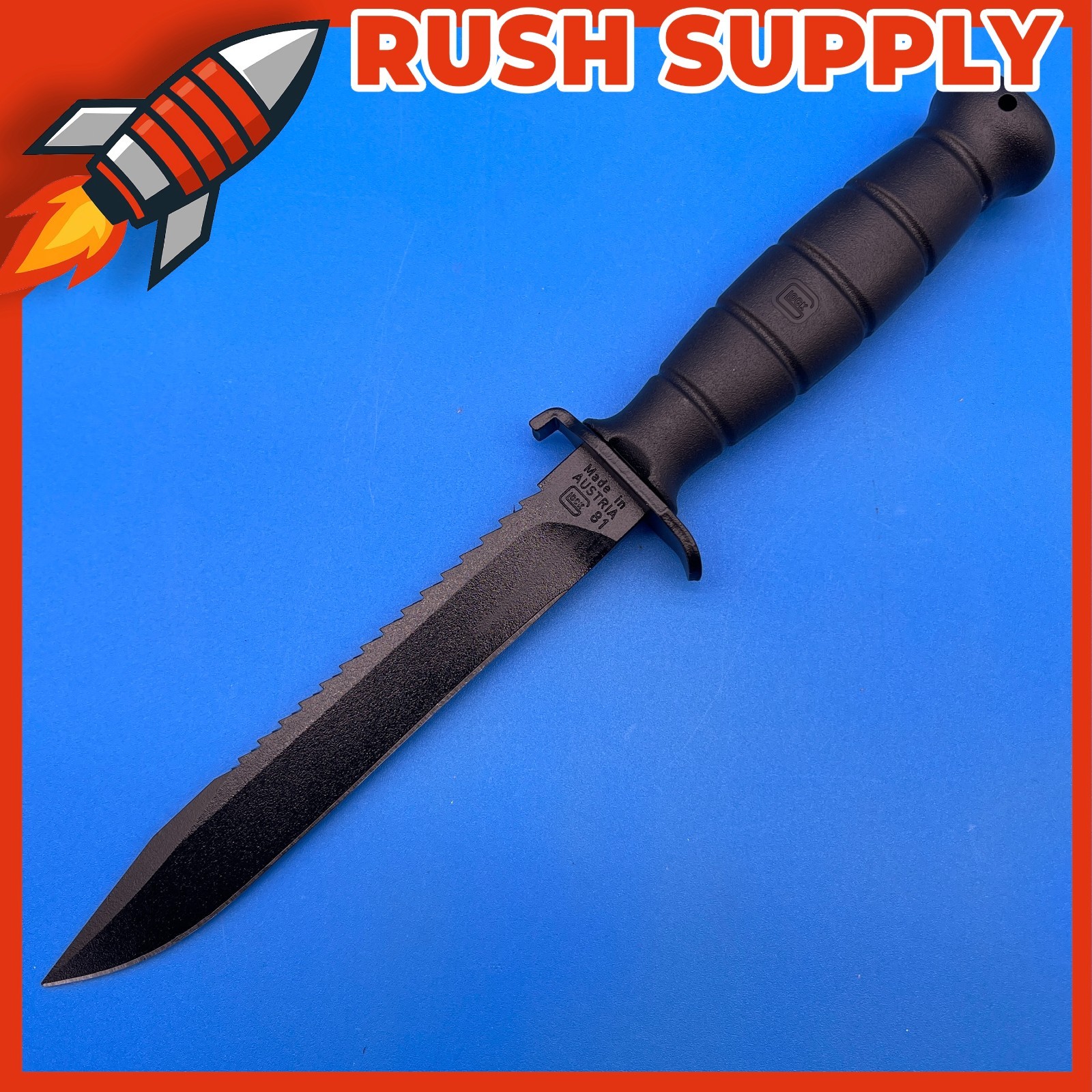 Glock Field Knife 6.5″ Fixed Blade Root Saw Black Steel Plain Edge – KB17281