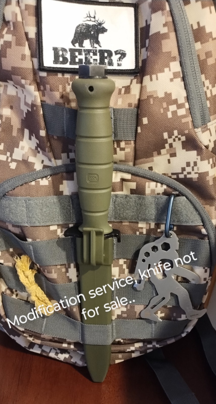 ! Glock Field Knife MODIFICATION SERVICE Steel Hammer Pommel Breaker Cap 81 78