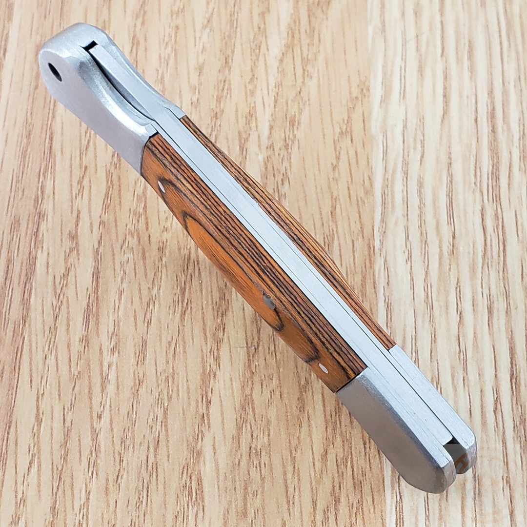 Lockback Folding Knife Stainless Steel Clip Point Blade Brown Pakkawood Handle