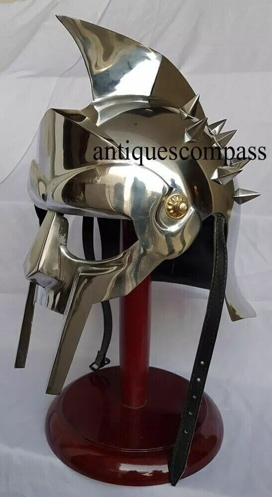 Medieval Maximus Gladiator Helmet With Wooden Stand Wearable Metal Designed Gift