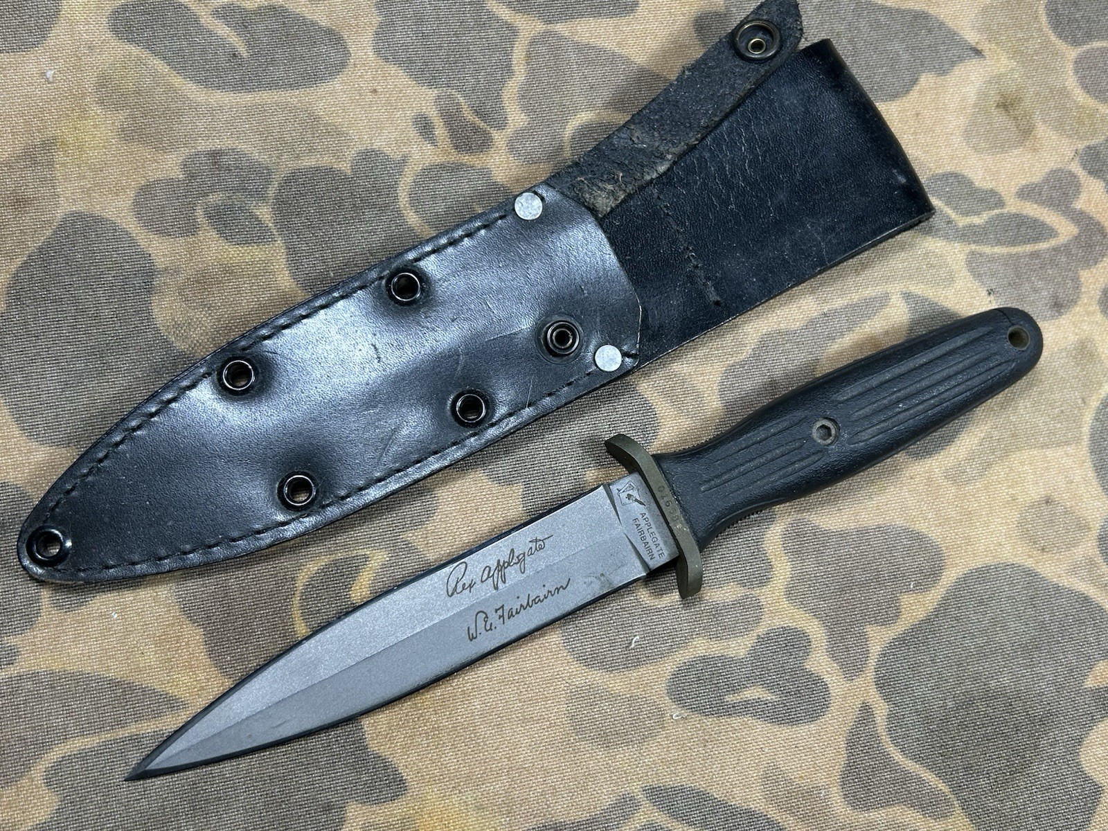 VTG Blackjack Applegate Fairbairn Dagger combat fighting Knife VG w/ Sheath