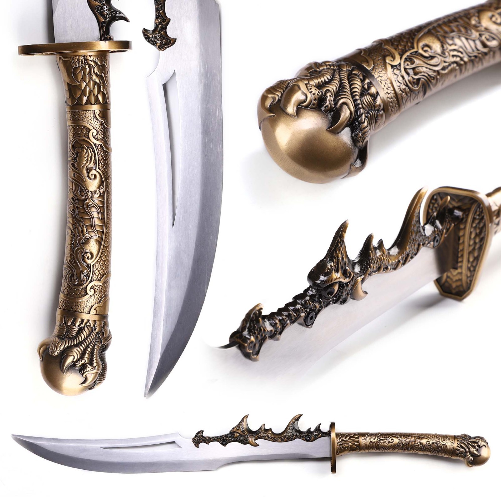 Hand-Forged High Manganese Steel Chinese Dao Authentic Dragon Blade, Full Tang