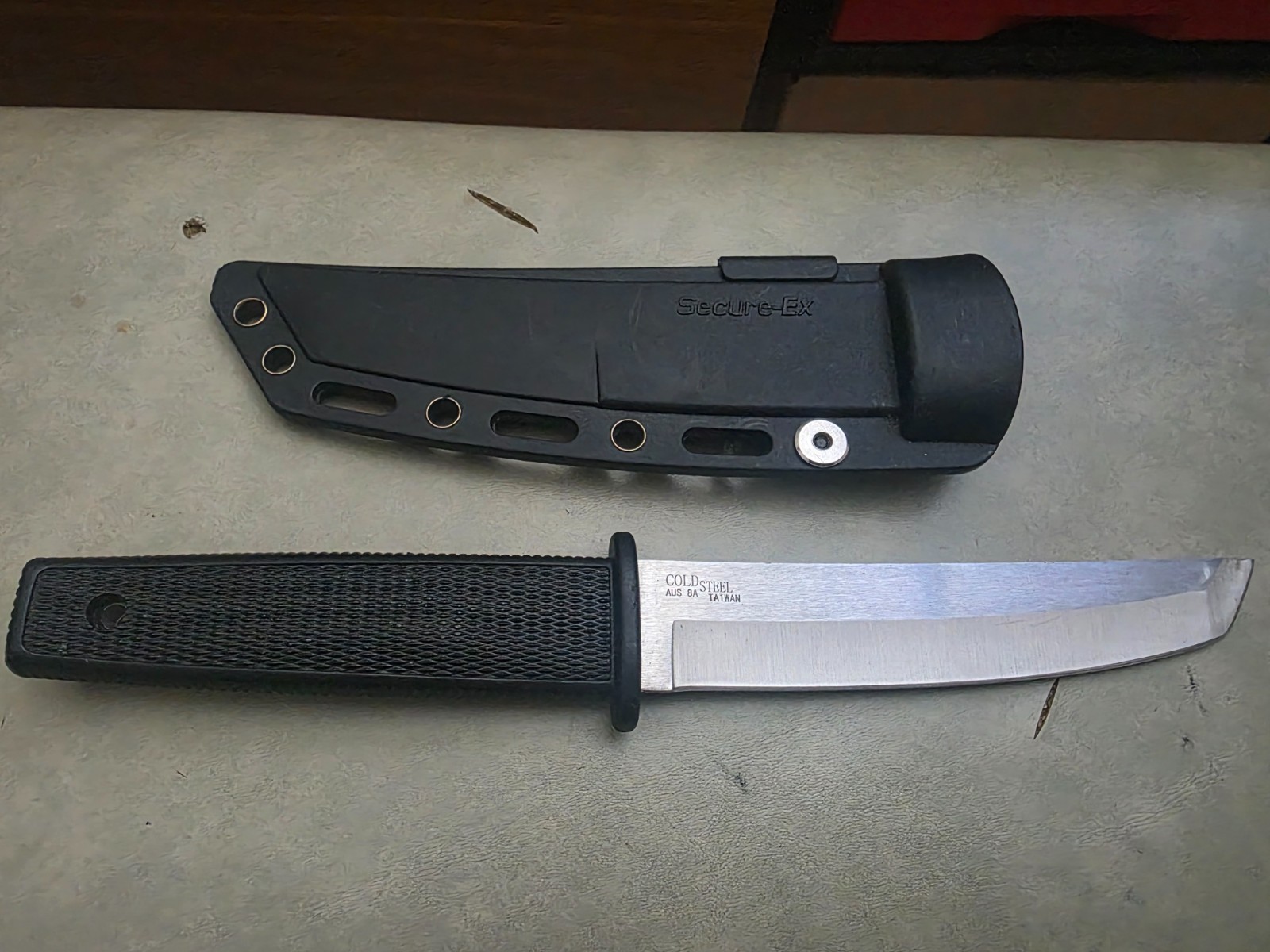 Kobun China Fixed Blade Tanto Knife w/ Hard Plastic Sheath Cold Steel Style