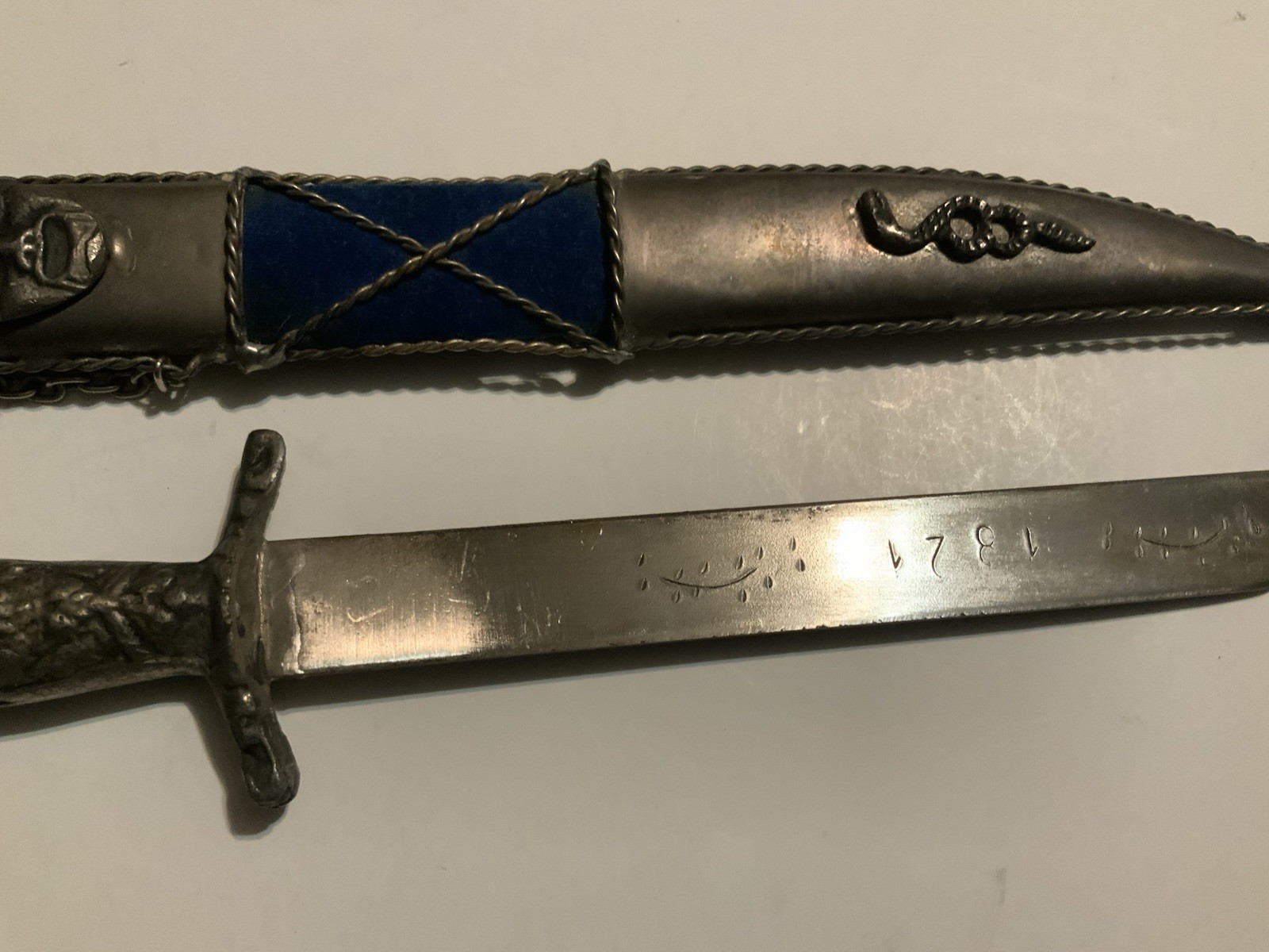 Vintage Greek Dagger Blue Marked 1821 On Blade
