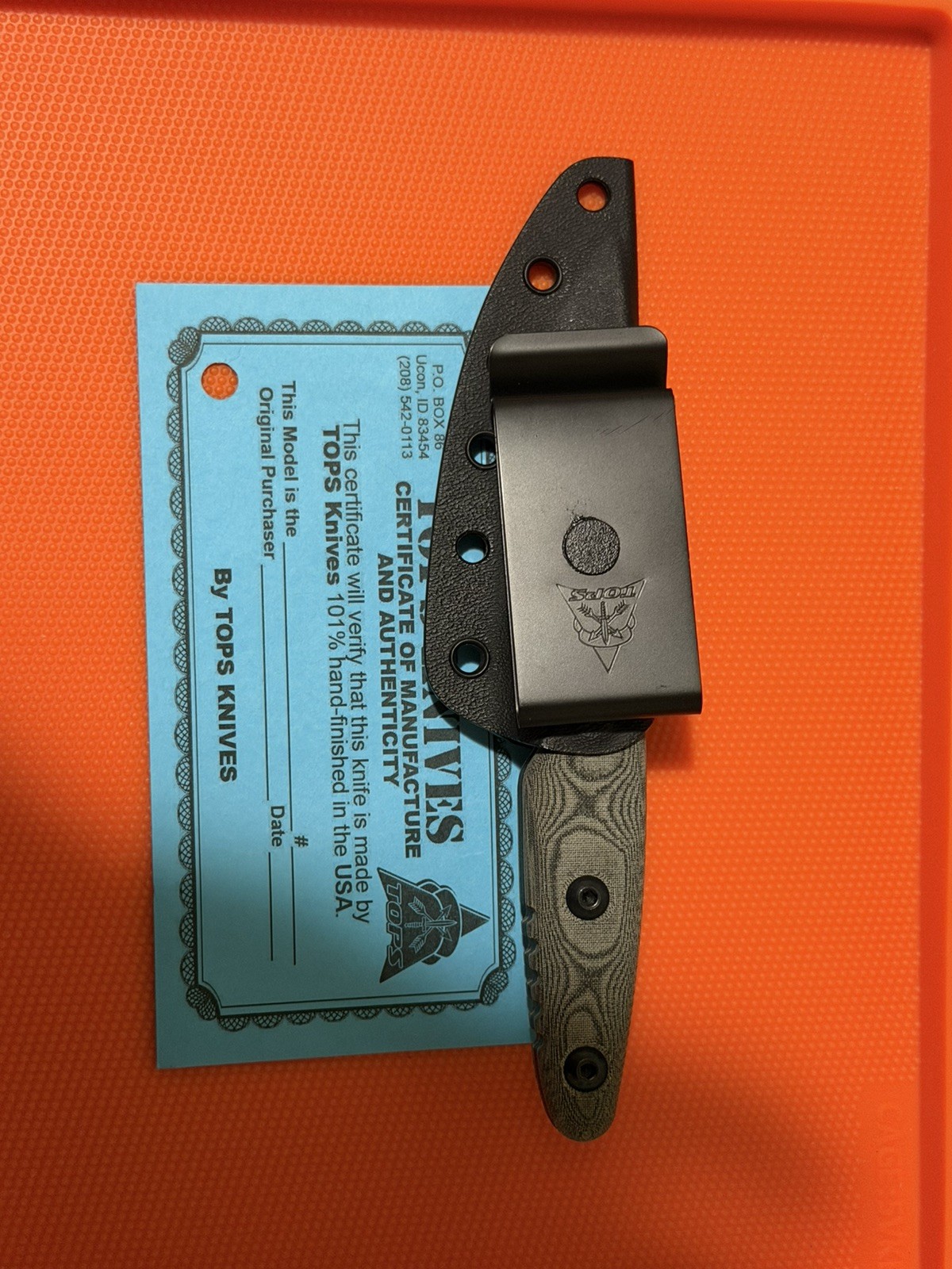TOPS UTE-Utility Tool Edged Fixed Knife 2.88″ 1095HC Steel Full Blade Micarta