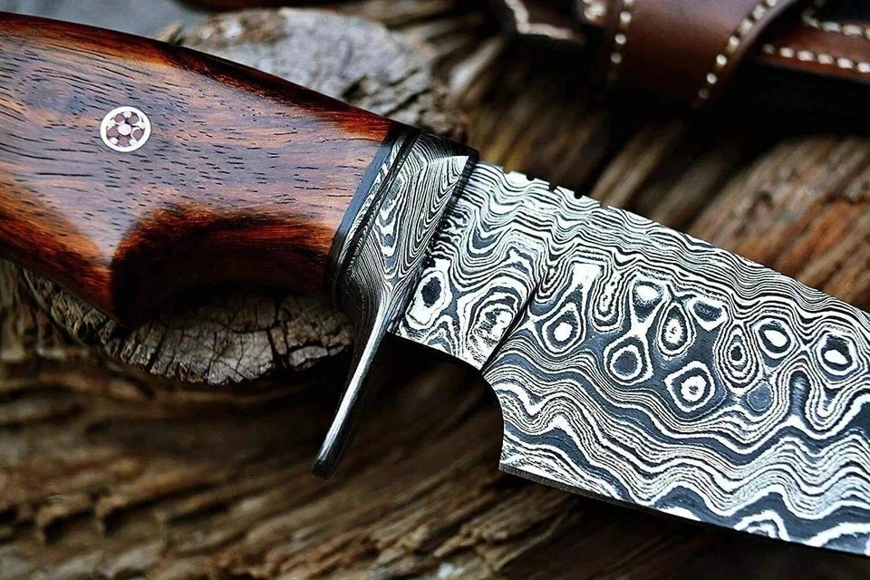 Handmade Bowie Hunting Knife Rosewood Handle – Fixed Blade With Leather Sheath