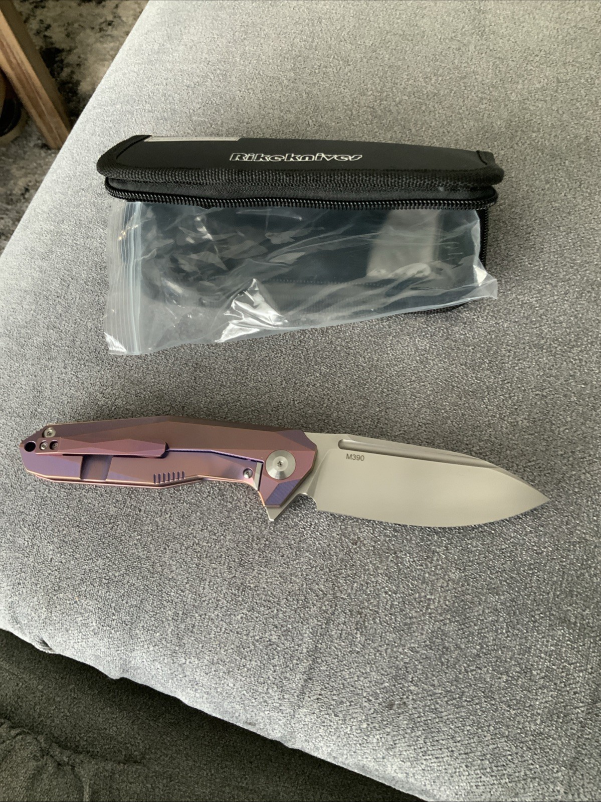 Rike Knives RK 1504B Blue/Purple Titanium Folding Knife M390 Stainless Steel