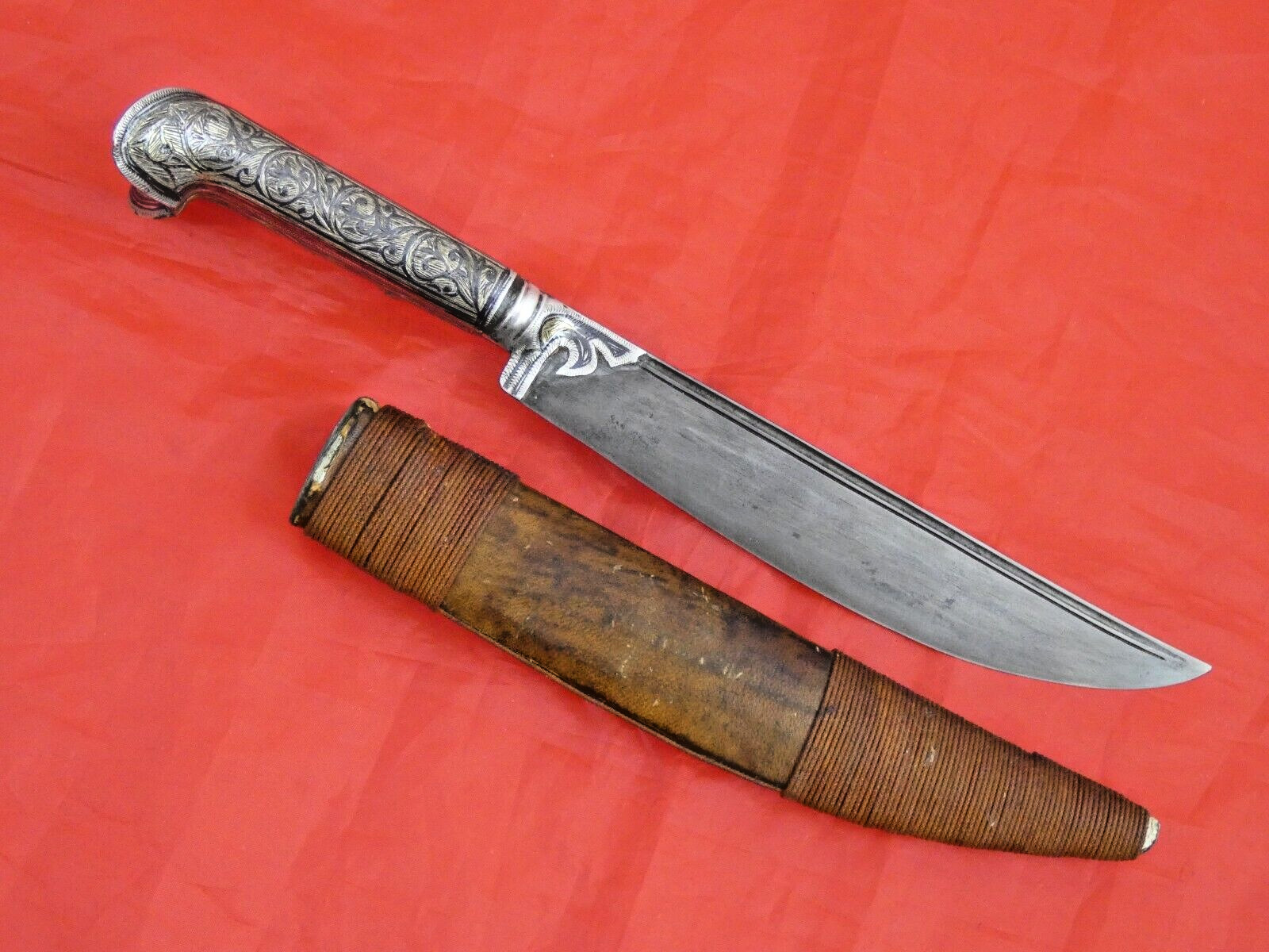 ANTIQUE GREEK DAGGER KNIFE NIELLO SILVER YATAGHAN 1906 / Turkish Ottoman Sword