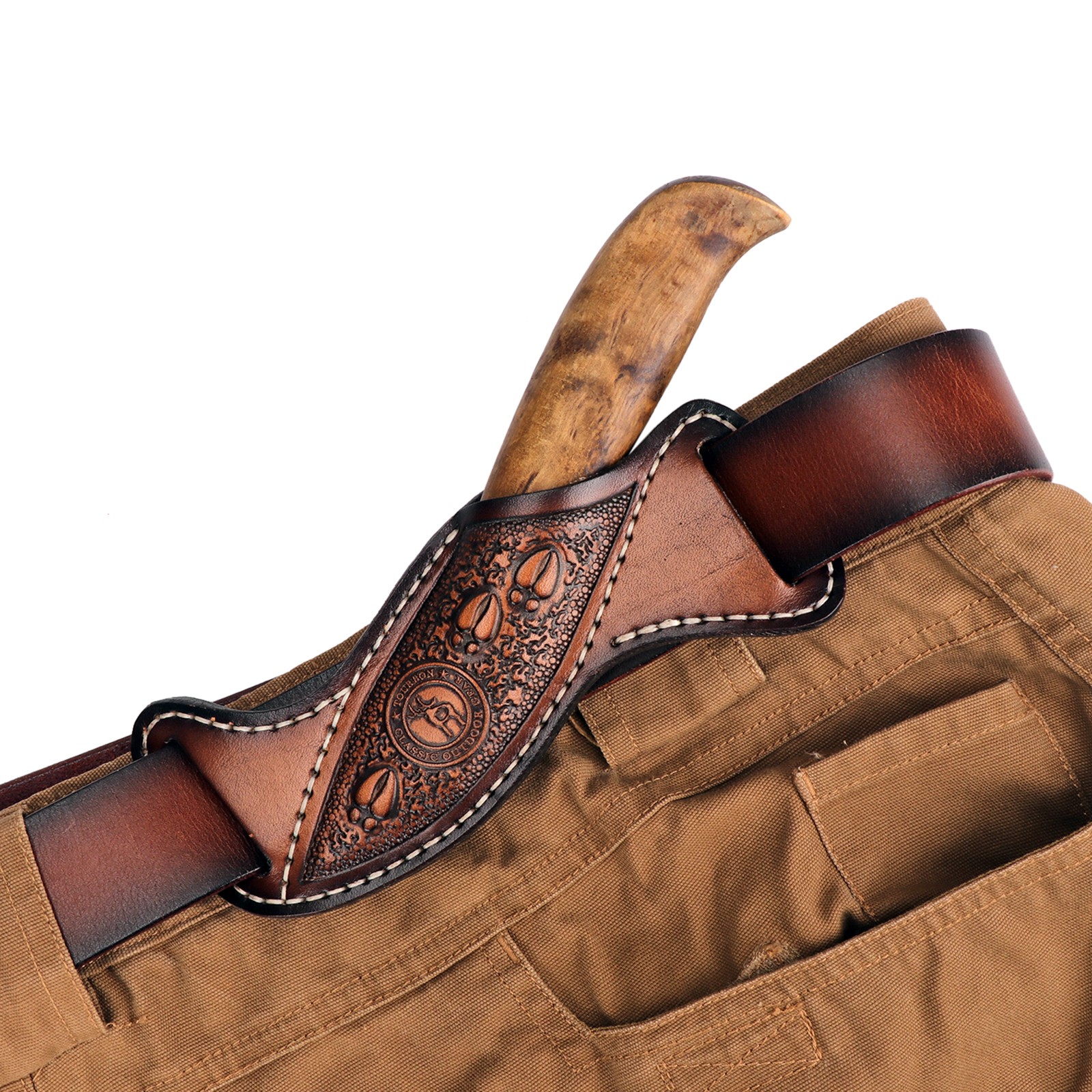 TOURBON Leather Fixed Blade Knife Sheath Slanted Pancake Belt Holster Hunting US
