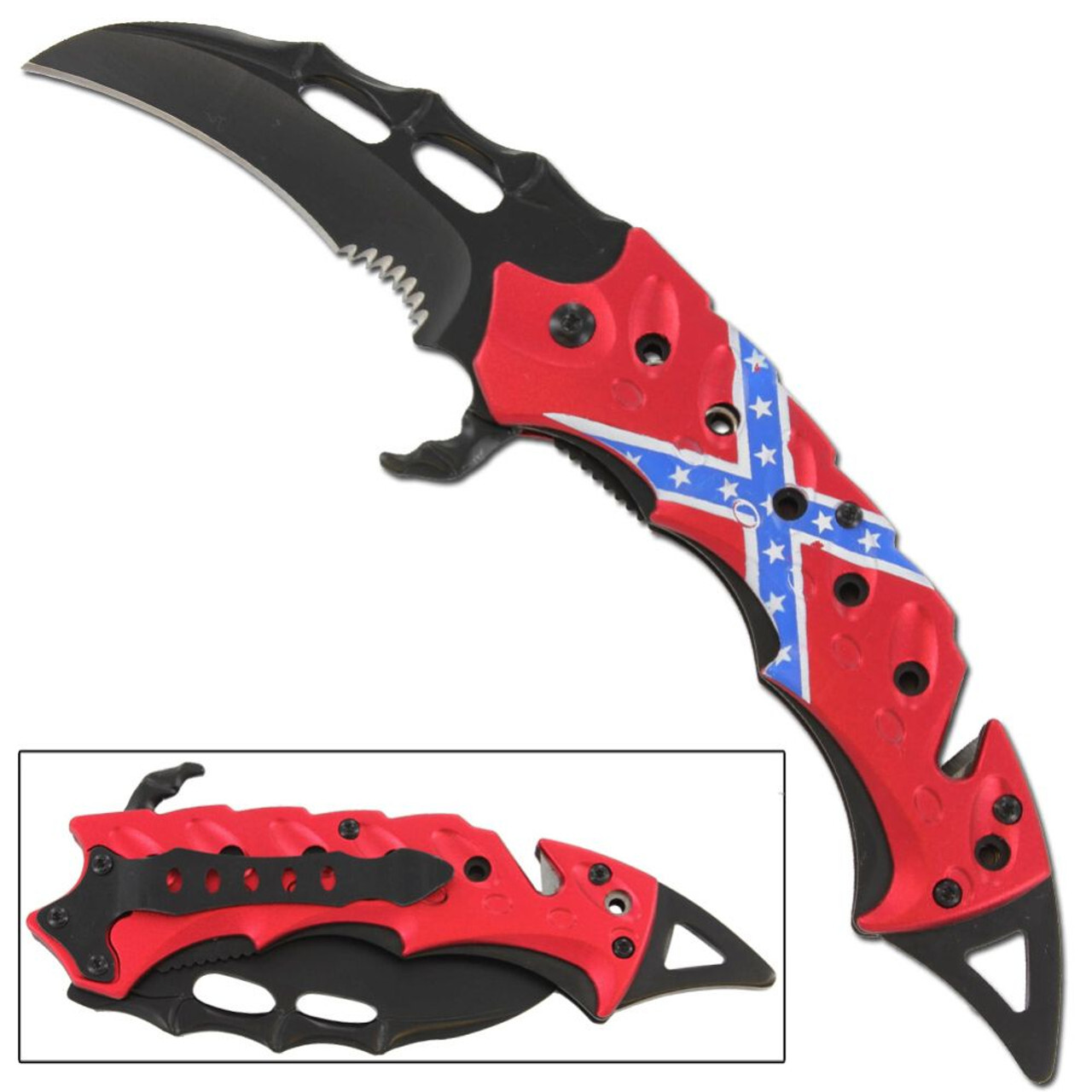 Tactical Karambit Spring Assist Claw Knife EDC Folding Blade with Serration
