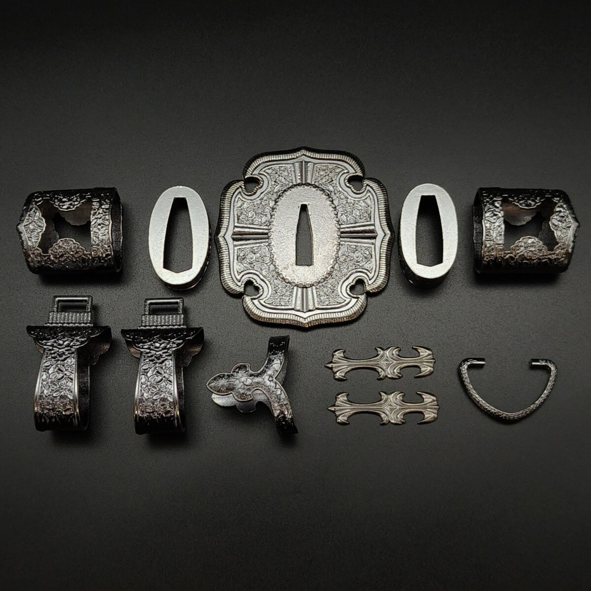 Brand New Japanese Tachi Sword Koshirae Fittings Set Tsuba Menuki Alloy Hardware