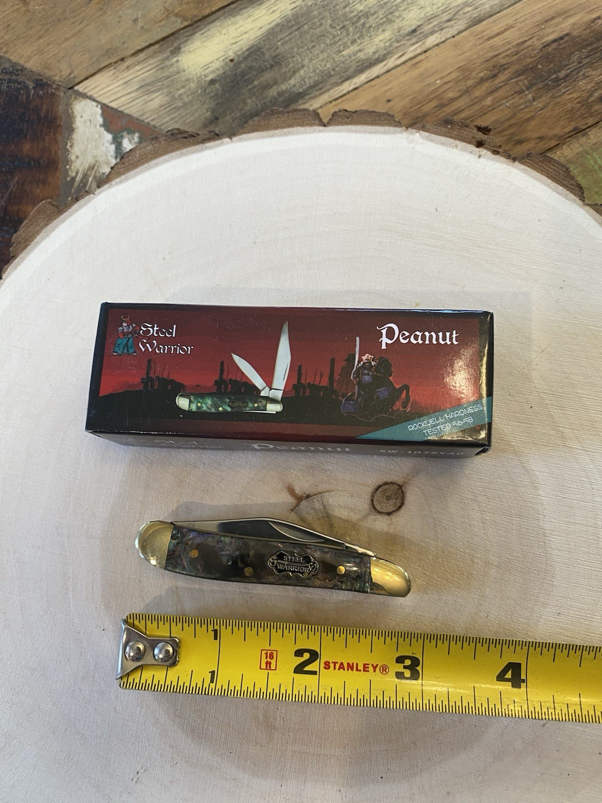 Steel Warrior Peanut Knife Synthetic Abalone SS Blades SW-107SYAB