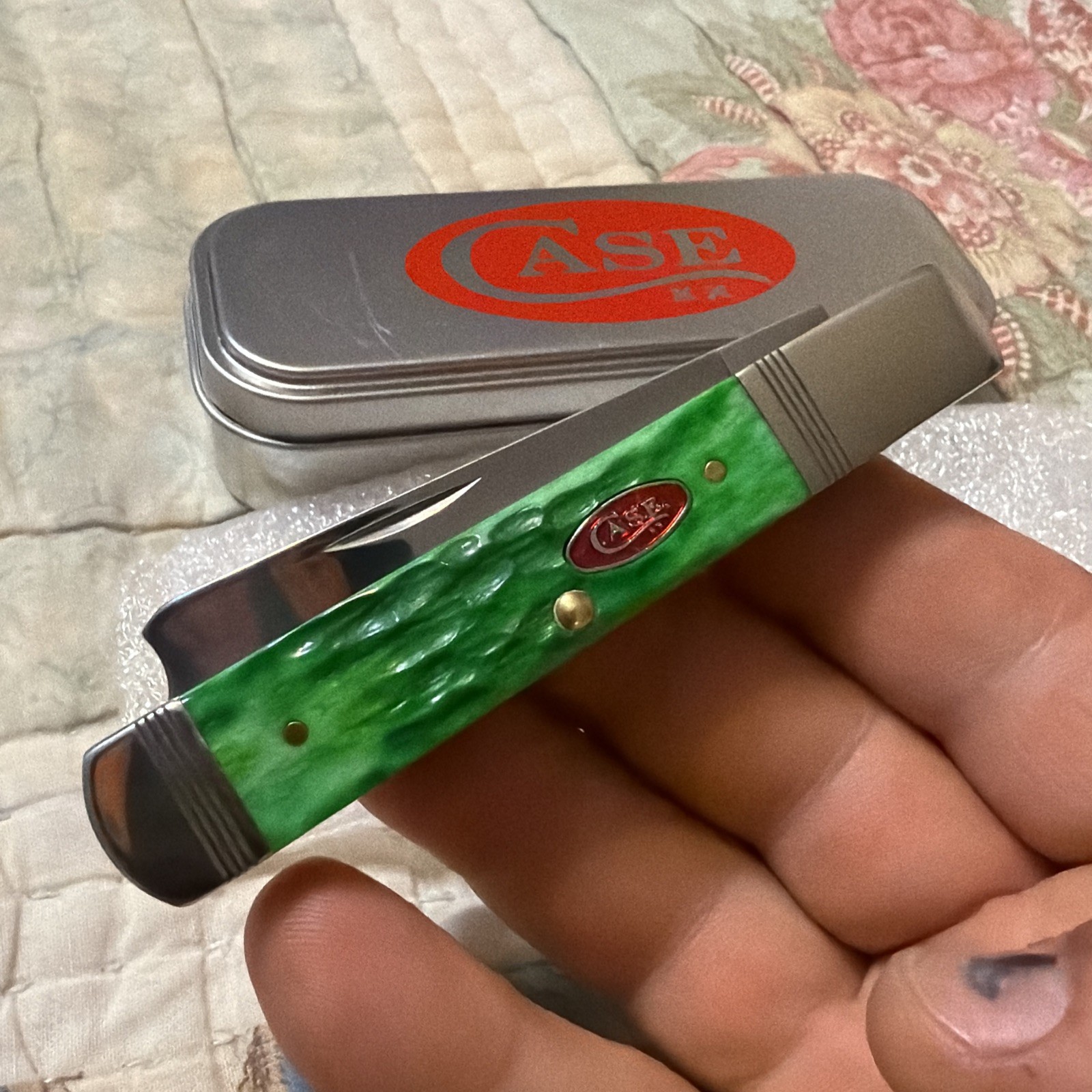 🔥🔥2024 Case XX Magicians Razor Green & Red Bone In Tin Opened 10933