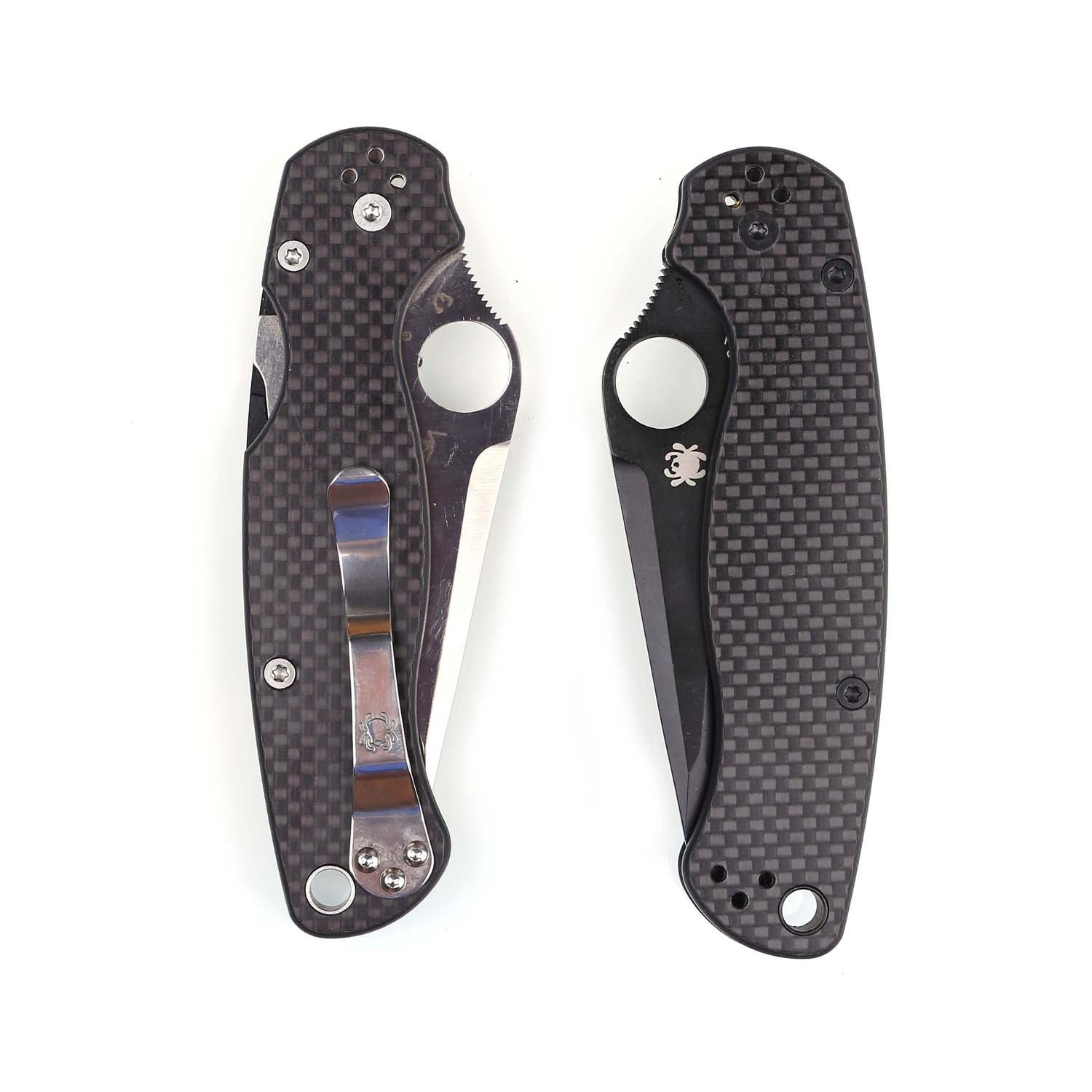Carbon Fiber G10 Tanto Black Coated Blade One Hand Open Pocket Folding Knife C81