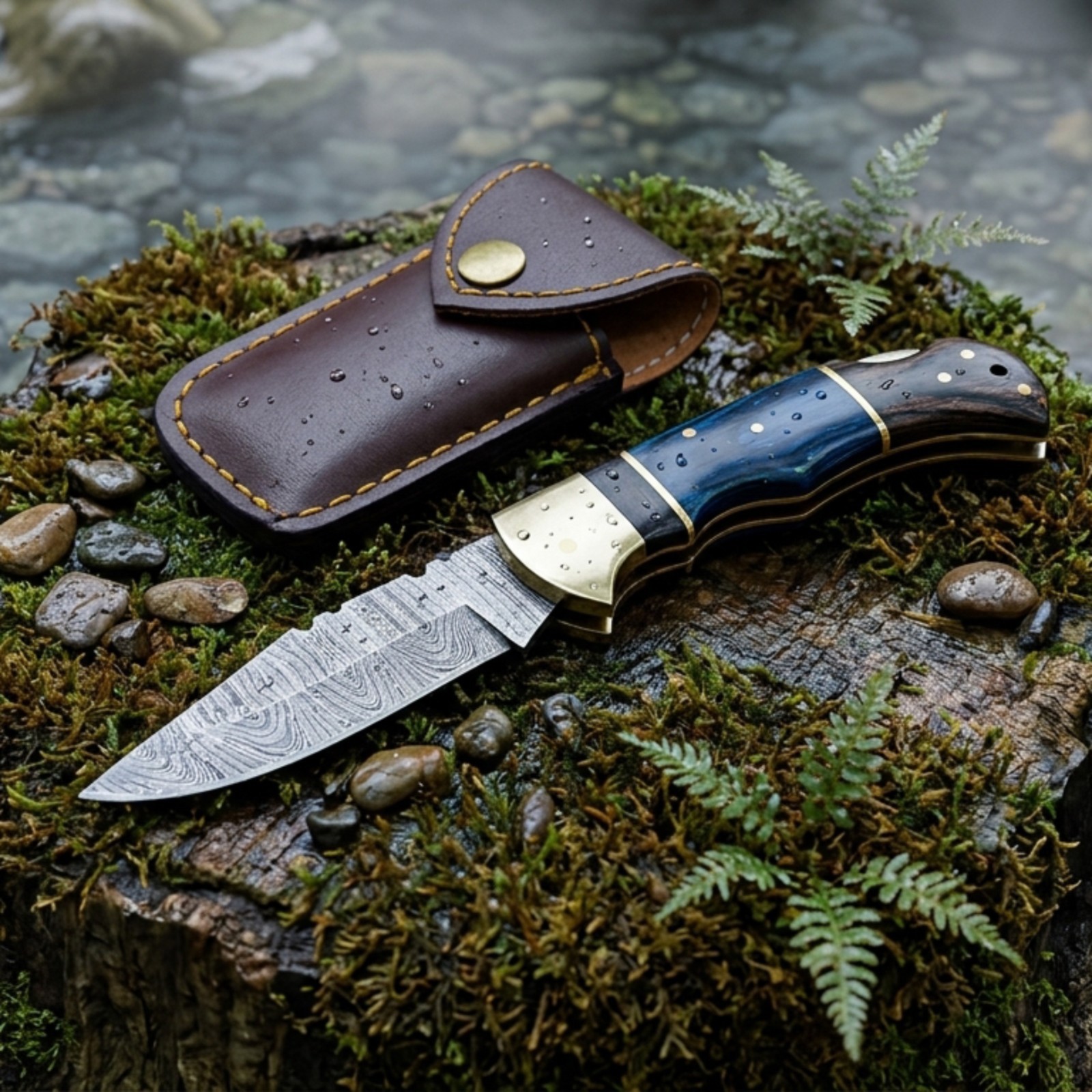 Custom Handmade Damascus Steel Pocket Knife Folding Knife, Hunting/ Camping EDC